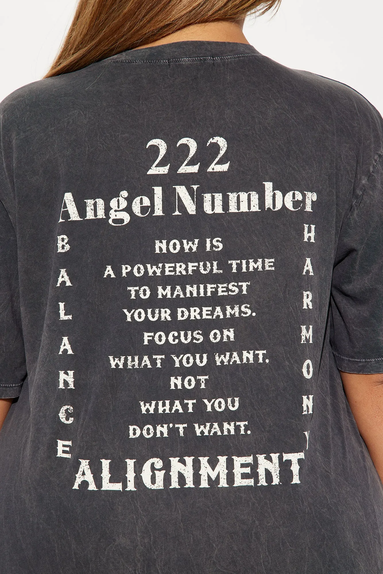 222 Angel Number Tunic Top - Black