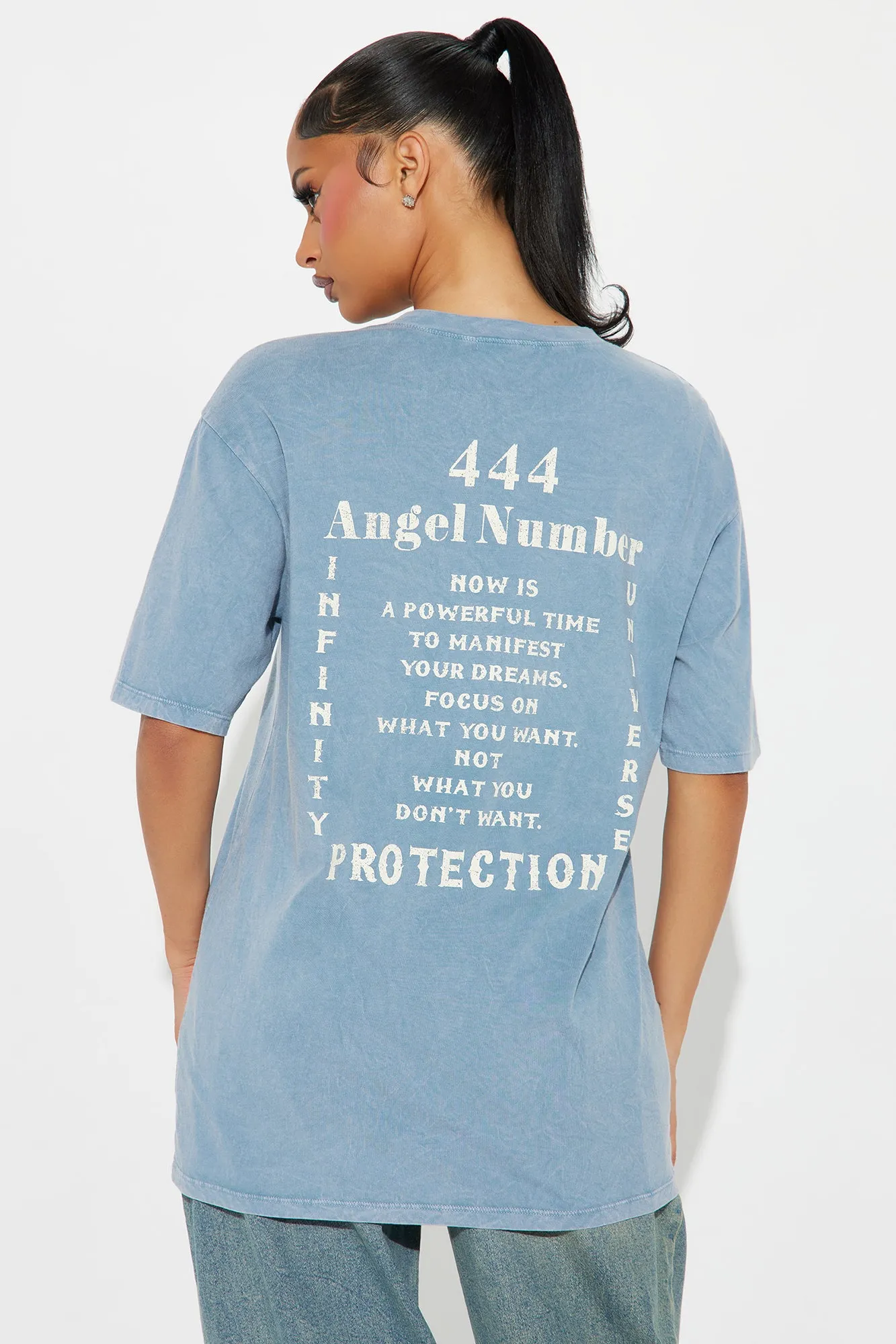 444 Angel Number Tunic Top - Blue