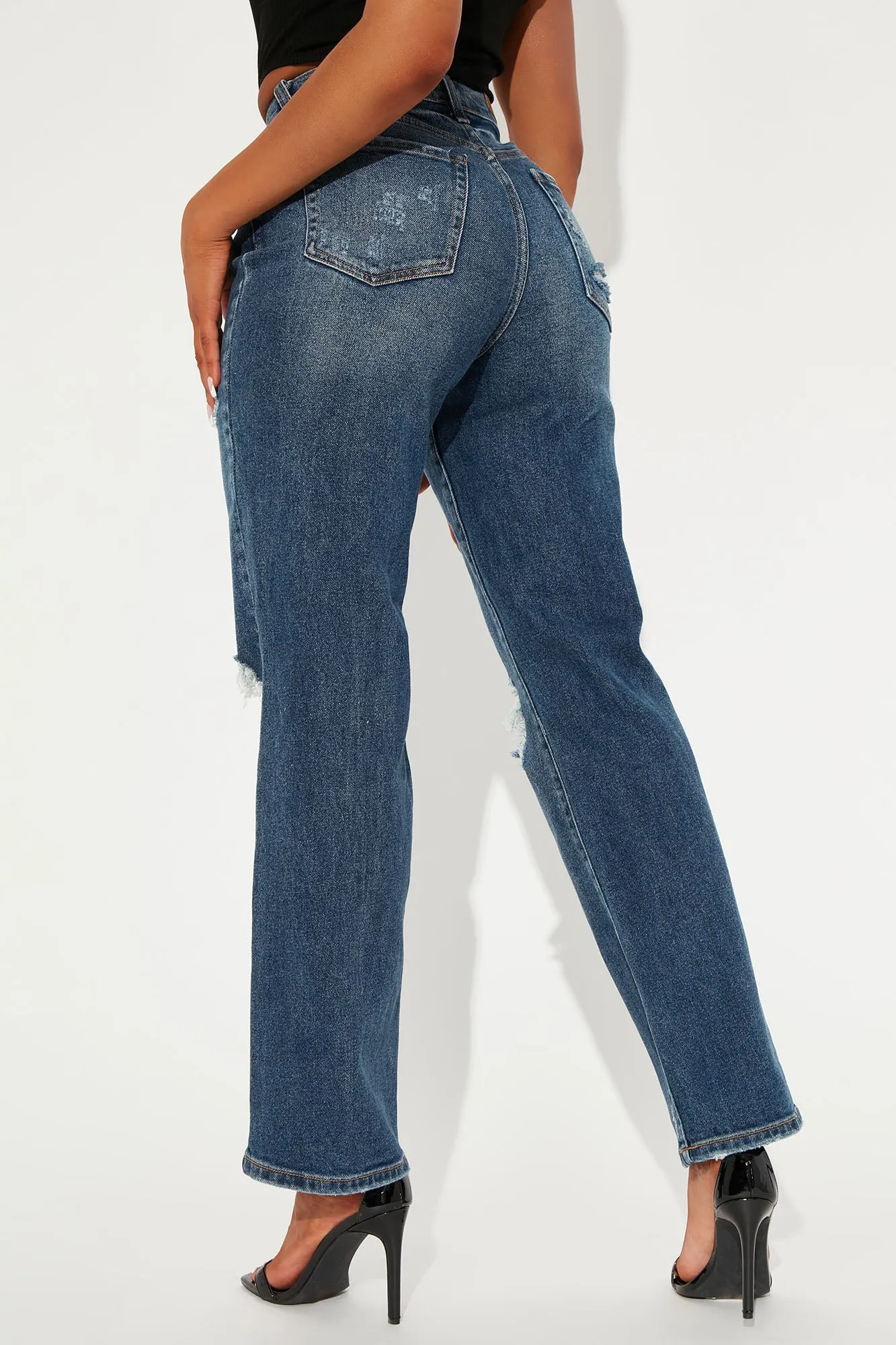 90's High Rise Baggy Jeans - Dark Wash