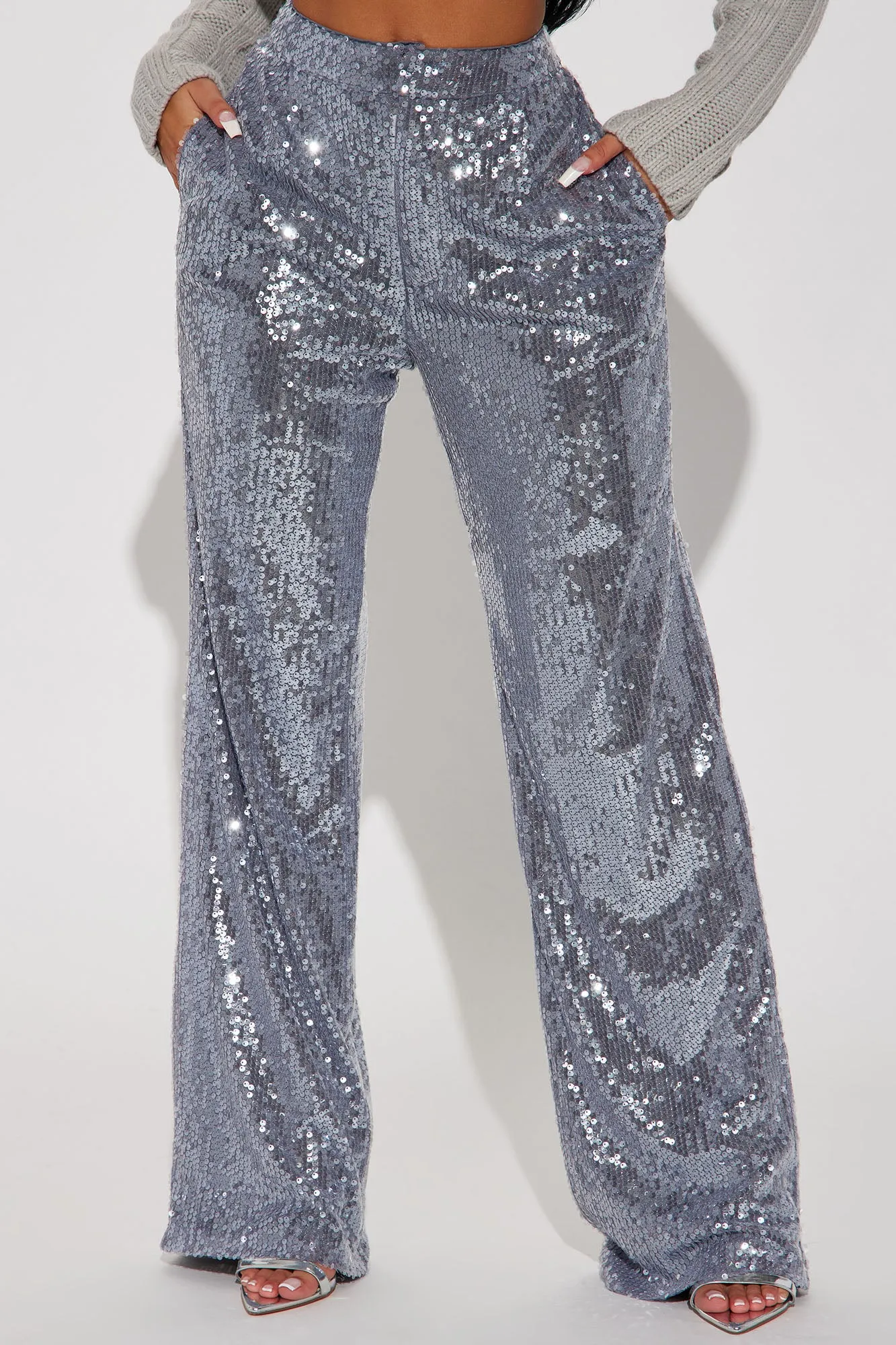 A Sweeter Place Sequin Trouser - Charcoal