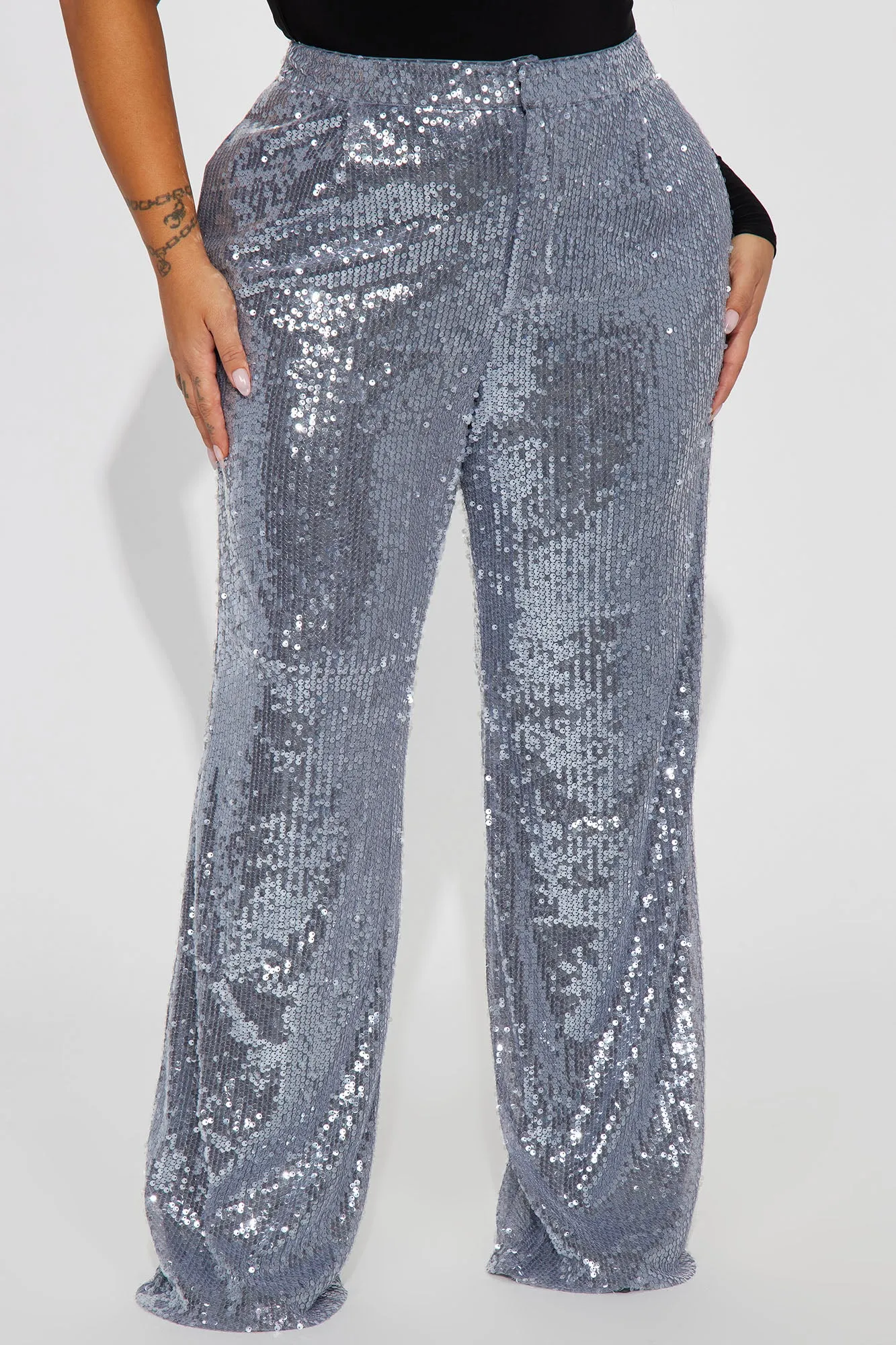 A Sweeter Place Sequin Trouser - Charcoal