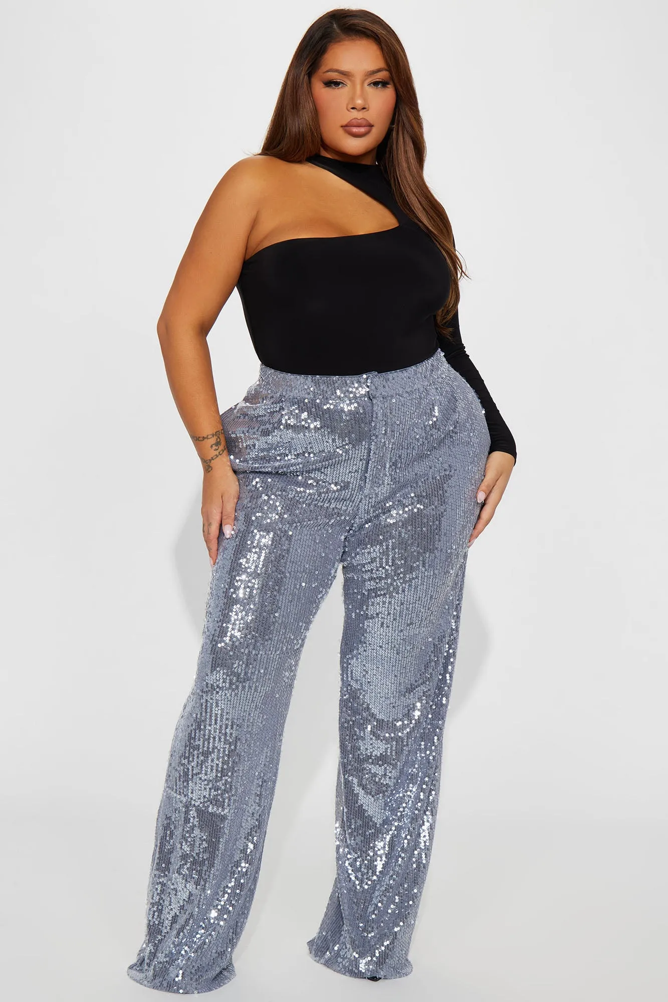 A Sweeter Place Sequin Trouser - Charcoal