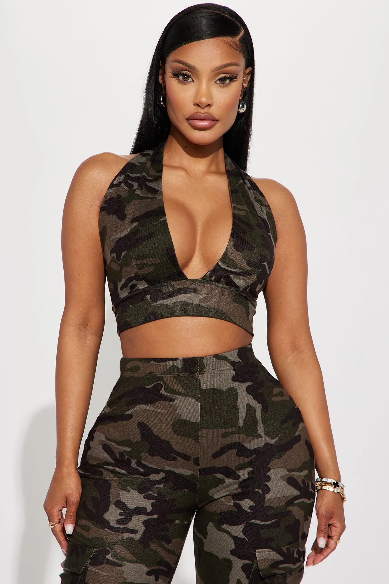 A Trend Setter Camo Pant Set - Olive/combo