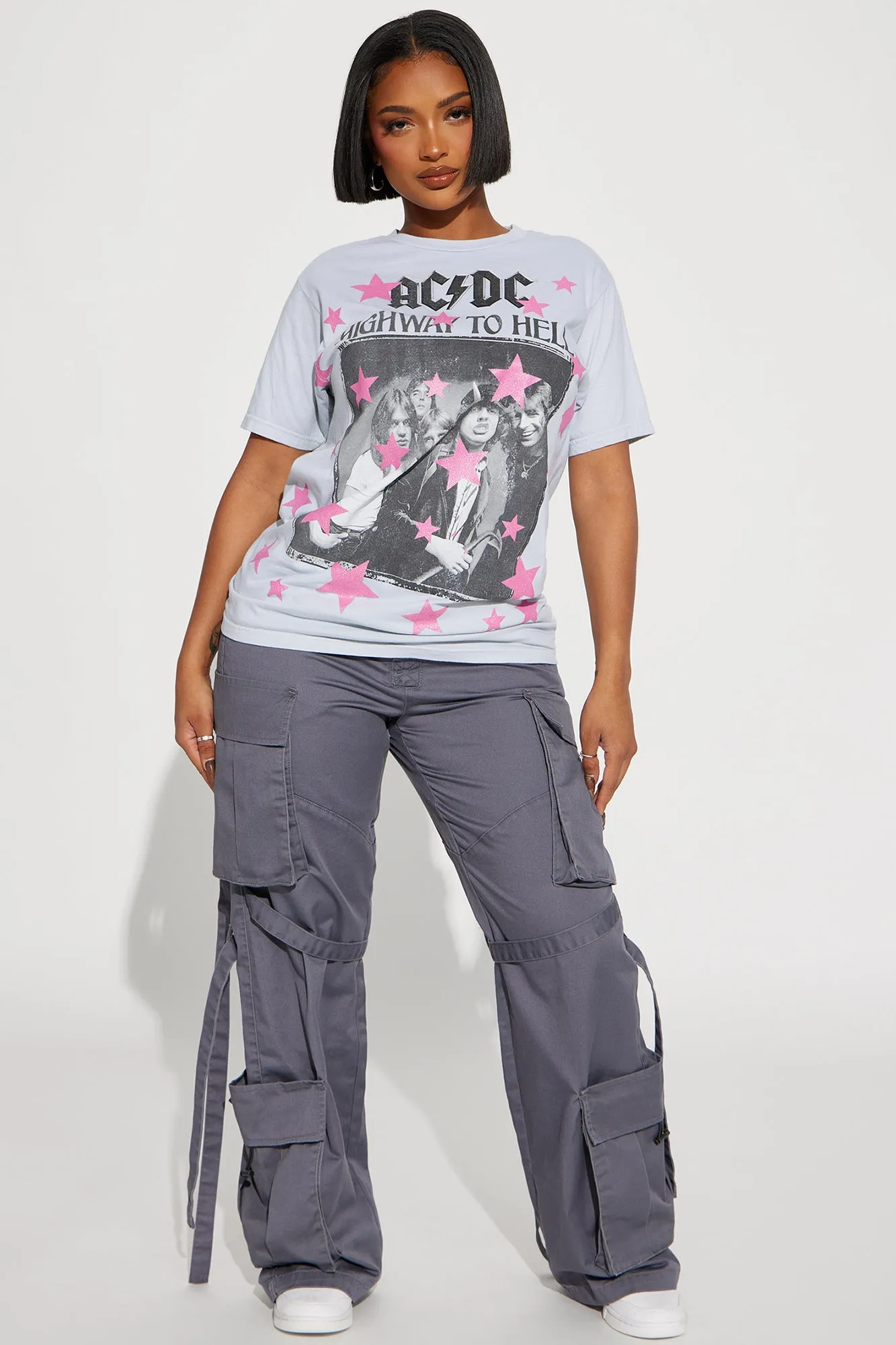 ACDC Glitter Stars Graphic Tee - Grey/combo