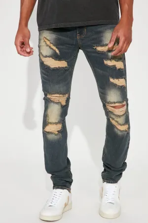 Ain't Worried Stacked Skinny Jeans - Vintage Blue Wash