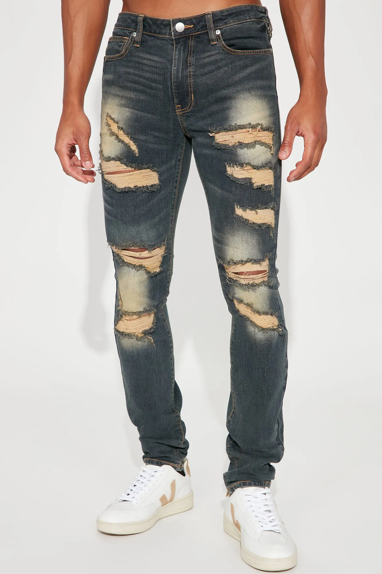 Ain't Worried Stacked Skinny Jeans - Vintage Blue Wash