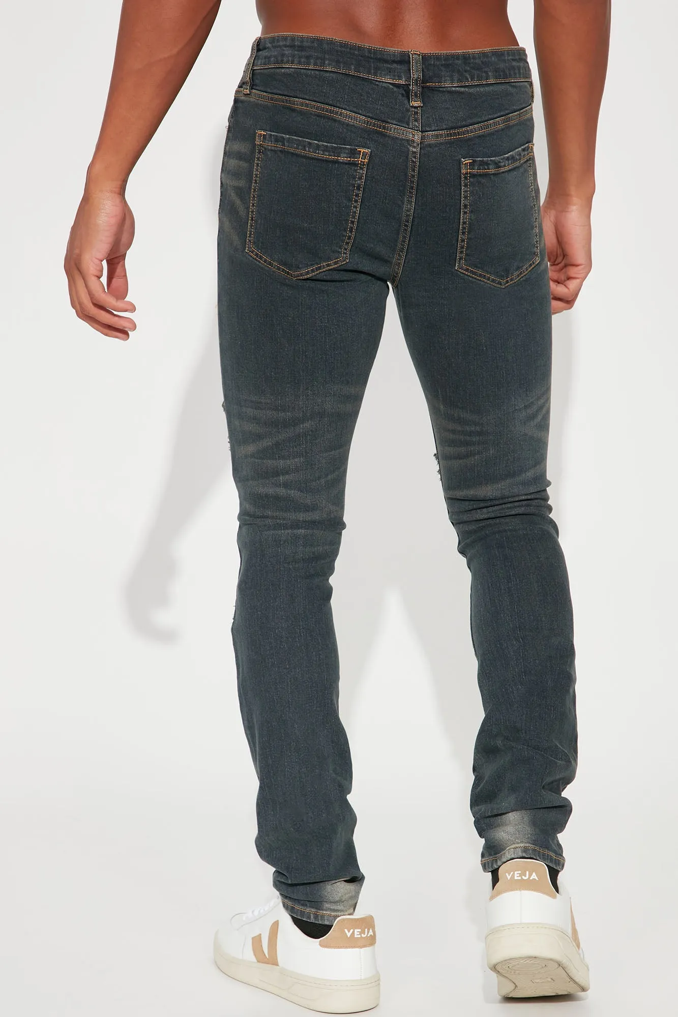 Ain't Worried Stacked Skinny Jeans - Vintage Blue Wash