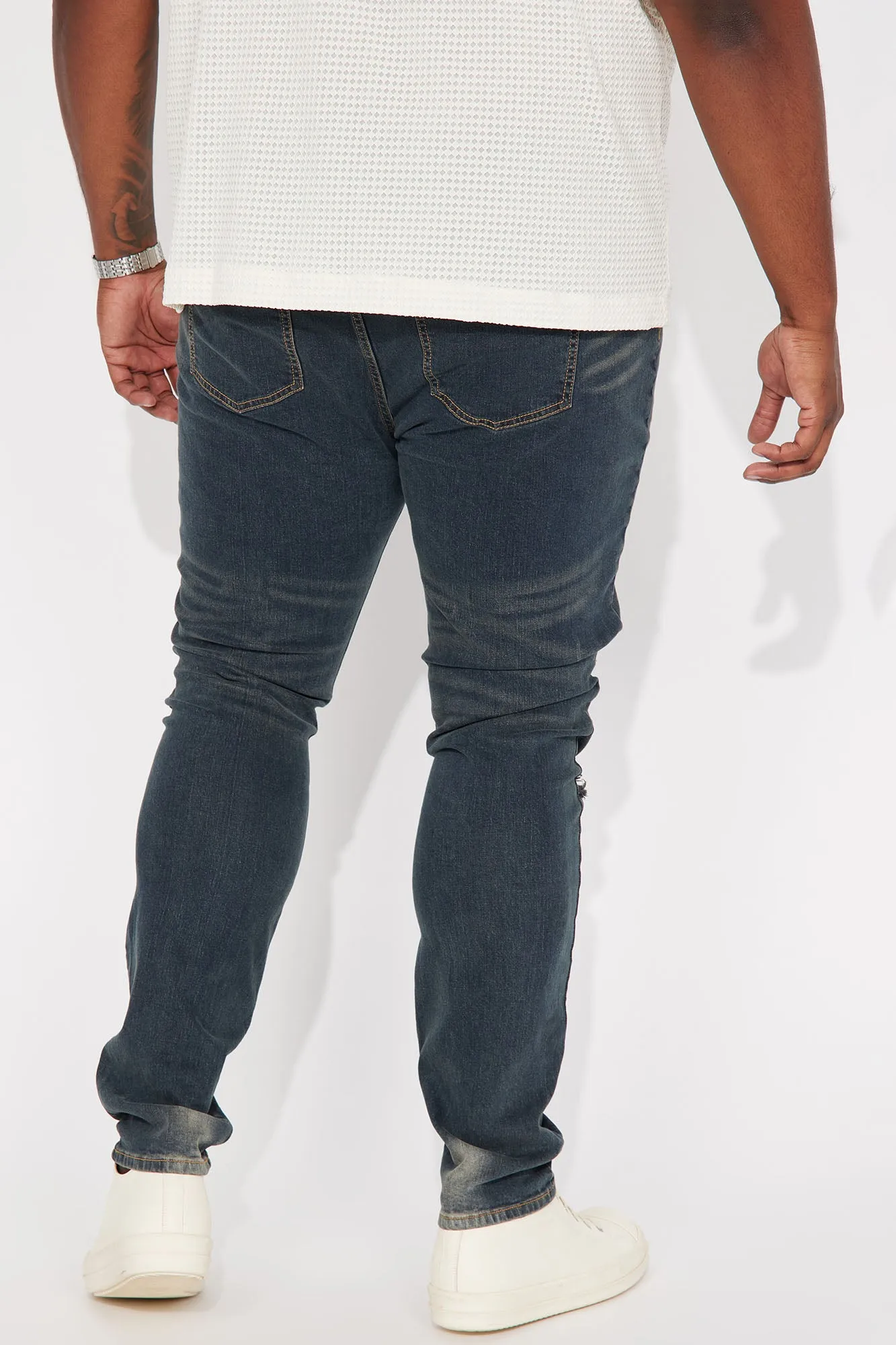 Ain't Worried Stacked Skinny Jeans - Vintage Blue Wash