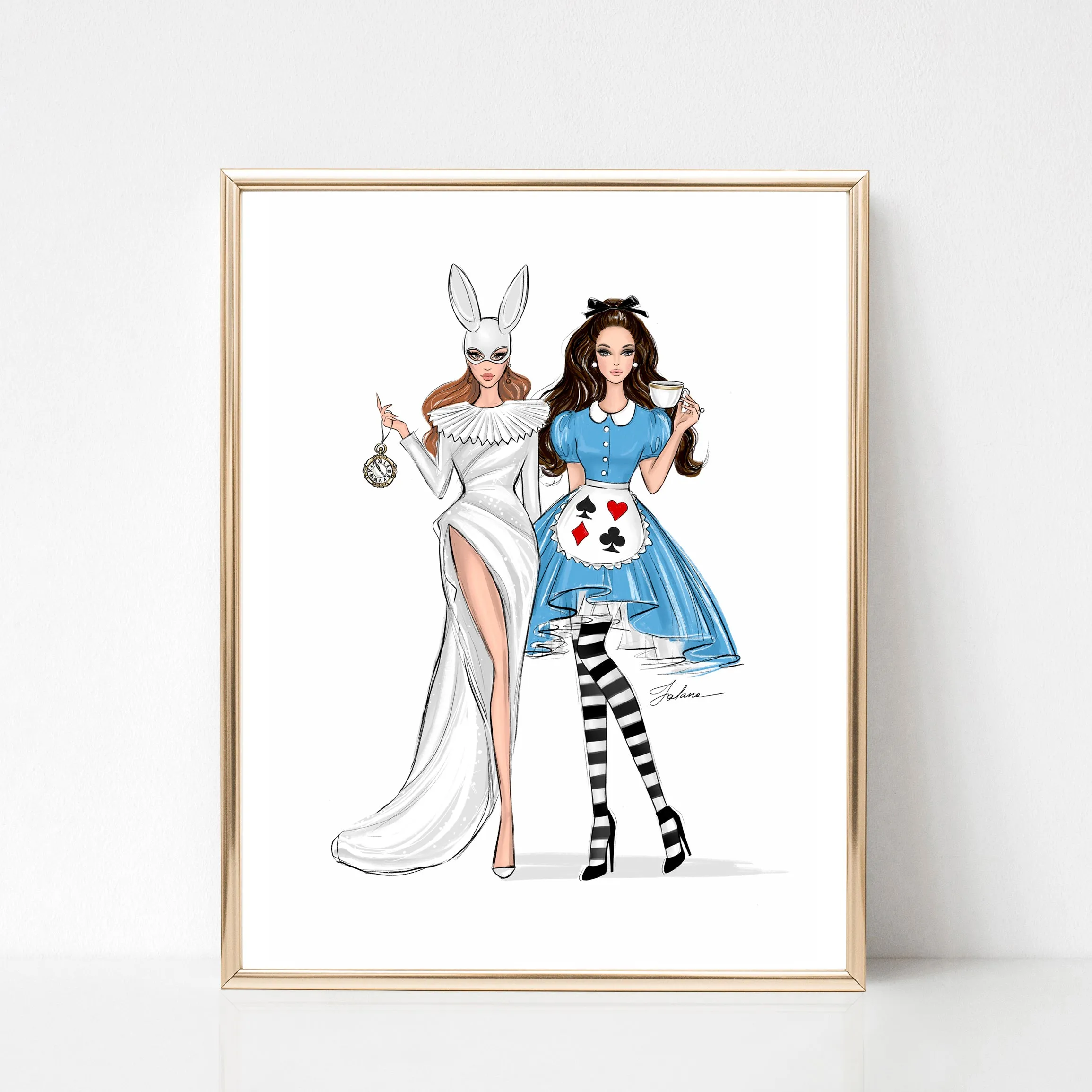 Alice in Wonderland princess art print fashion illustration