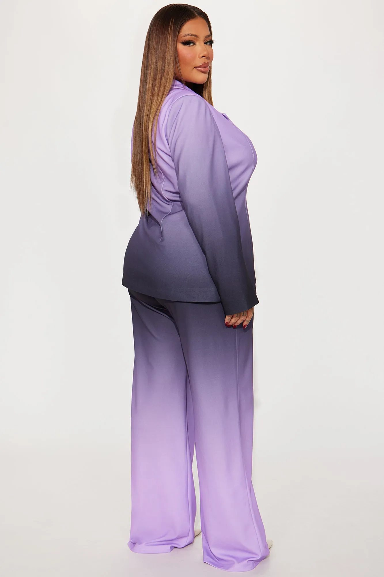 Aliya Ombre Blazer Pant Set - Lavender/combo