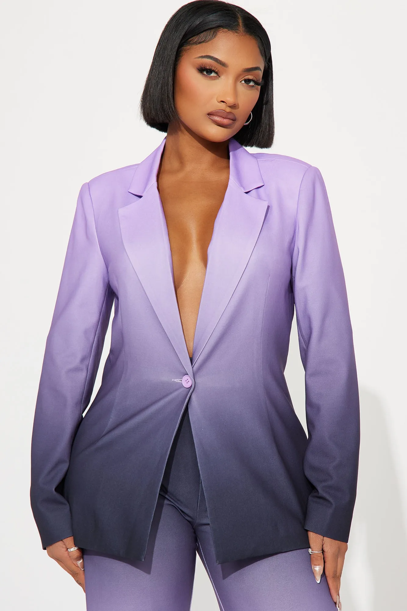 Aliya Ombre Blazer Pant Set - Lavender/combo