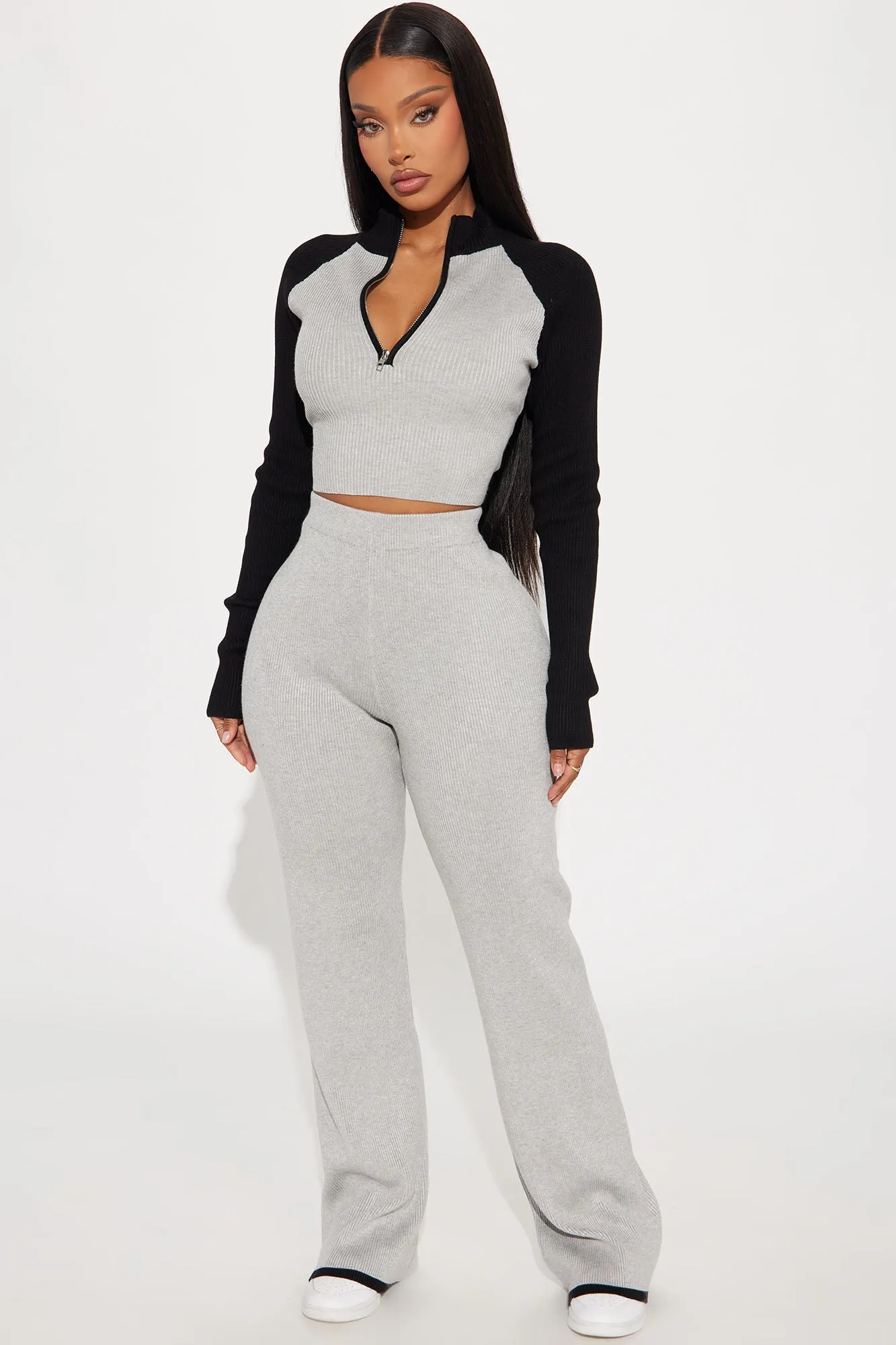 Alizha Sweater Pant Set - Grey/combo