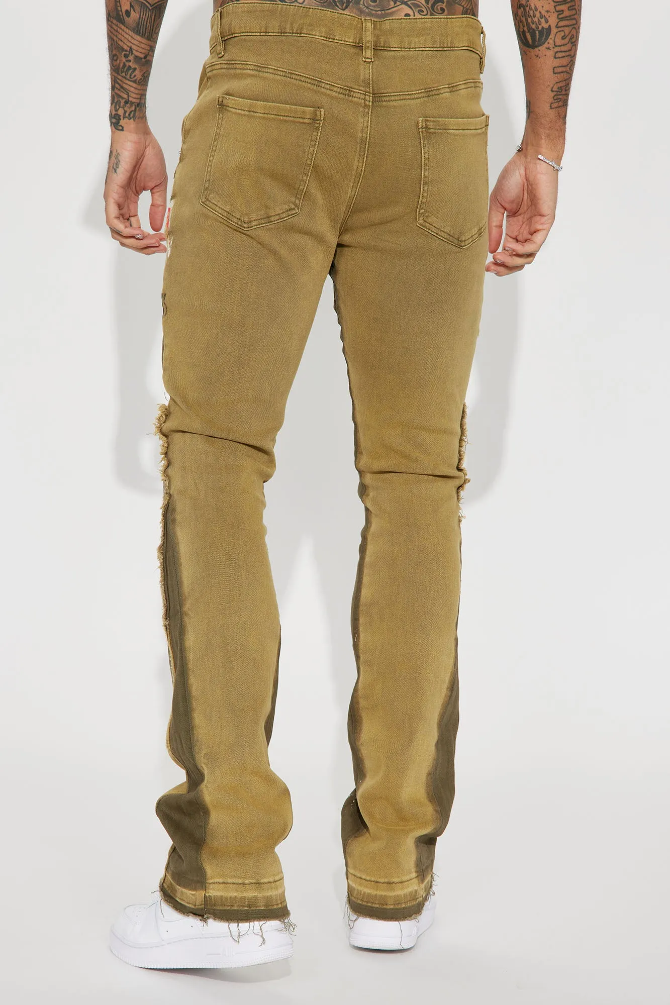 All In A Days Work Stacked Skinny Flare Jeans - Olive