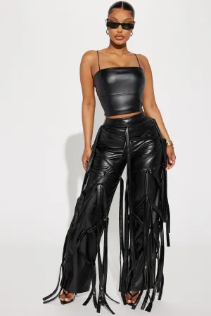 All Strapped Up Faux Leather Pant - Black