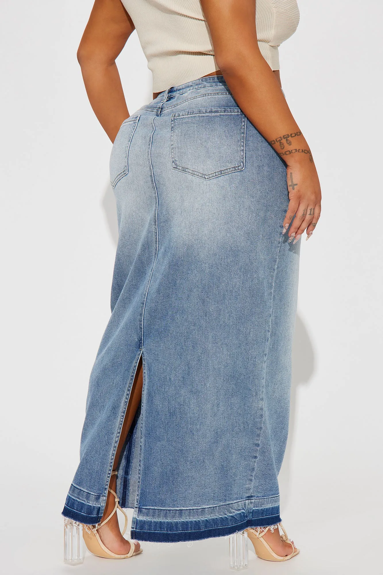 All You Need Denim Maxi Skirt - Light Wash