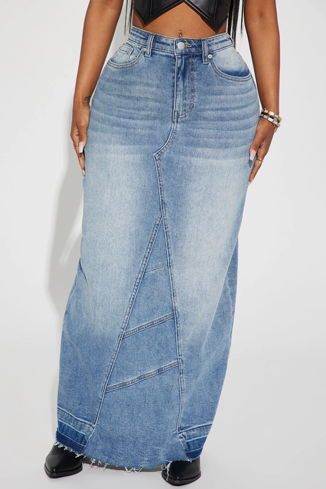 All You Need Denim Maxi Skirt - Light Wash