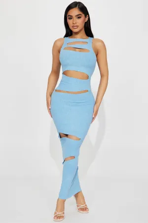 Ashlee Mineral Wash Maxi Dress - Light Blue