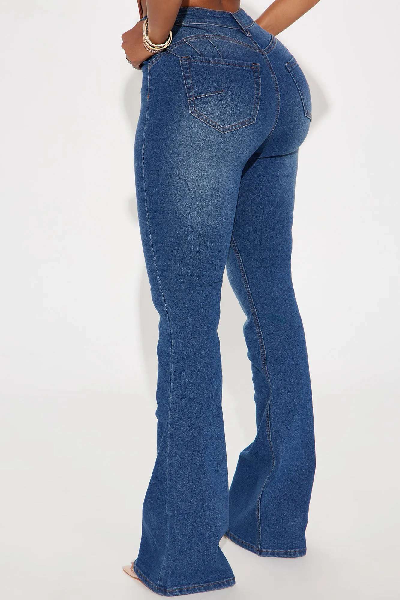 Audrey Booty Lifting Stretch Flare Jeans - Dark Wash