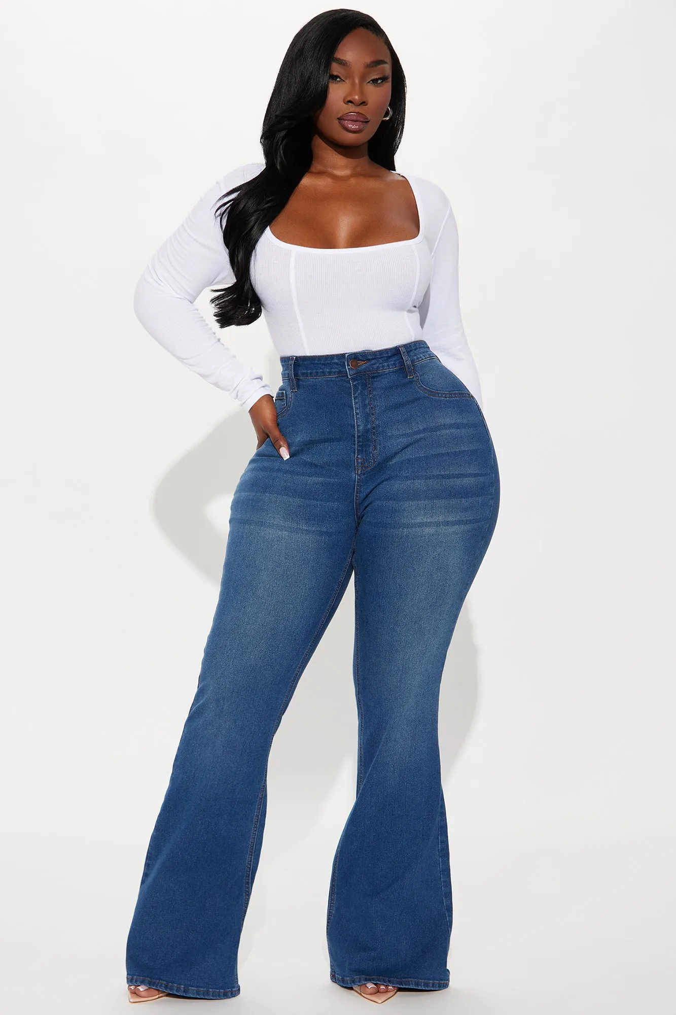 Audrey Booty Lifting Stretch Flare Jeans - Dark Wash