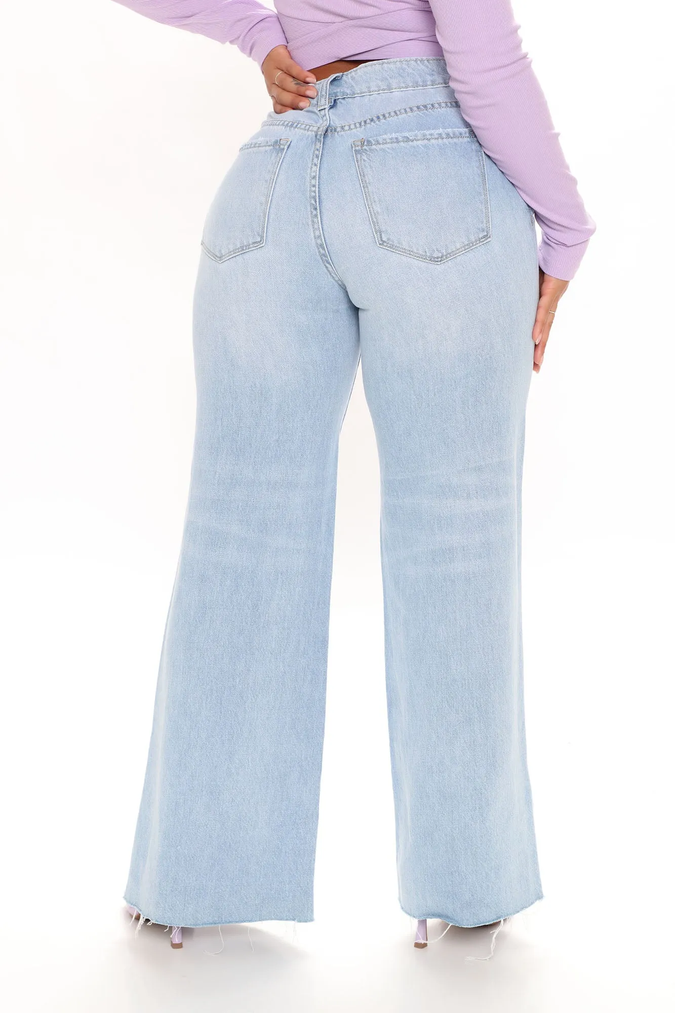 Back In The Day Ripped 90's Side Slit Jeans - Light Blue Wash