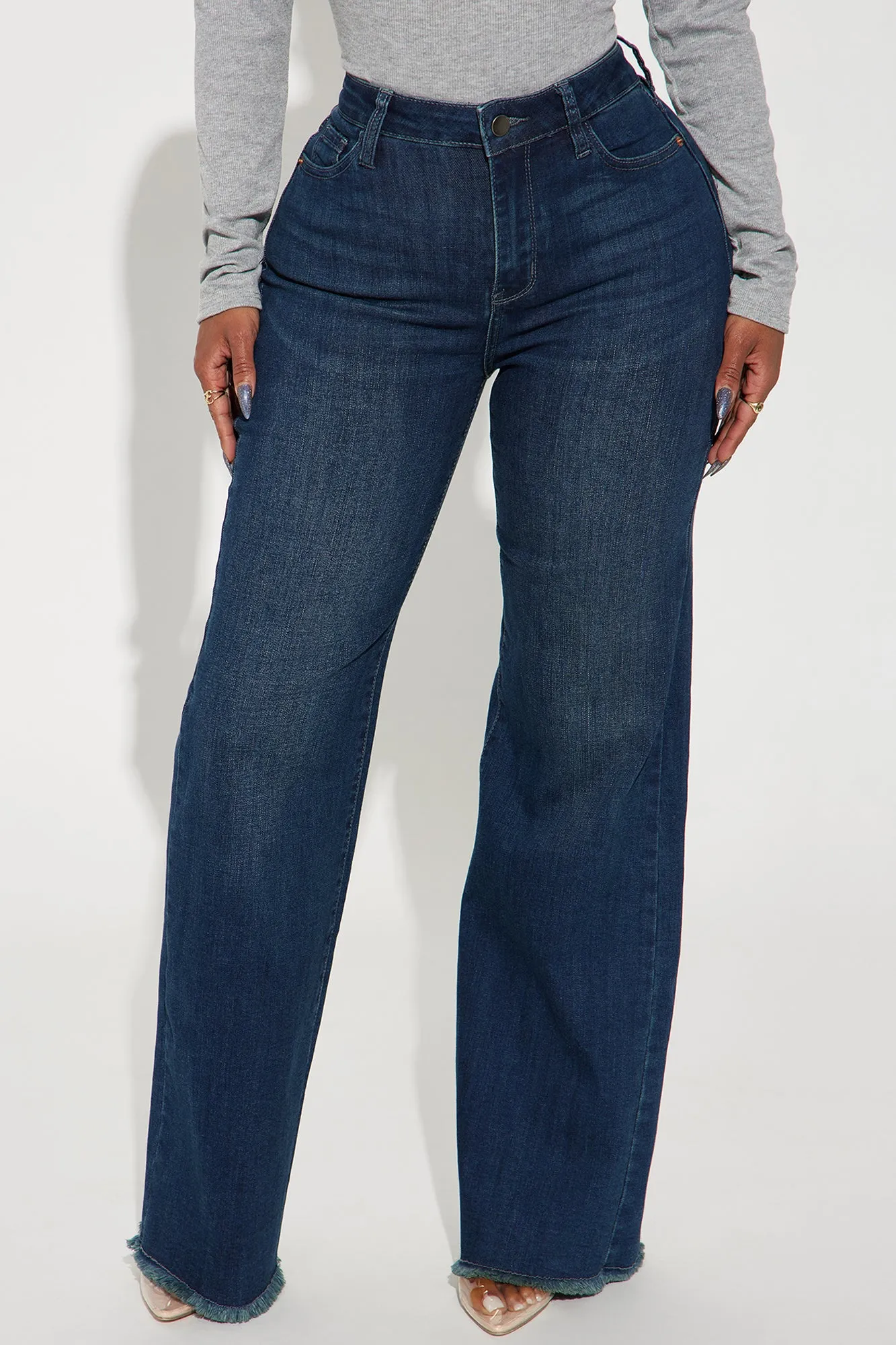 Becky Basic Stretch Straight Leg Jeans - Dark Wash