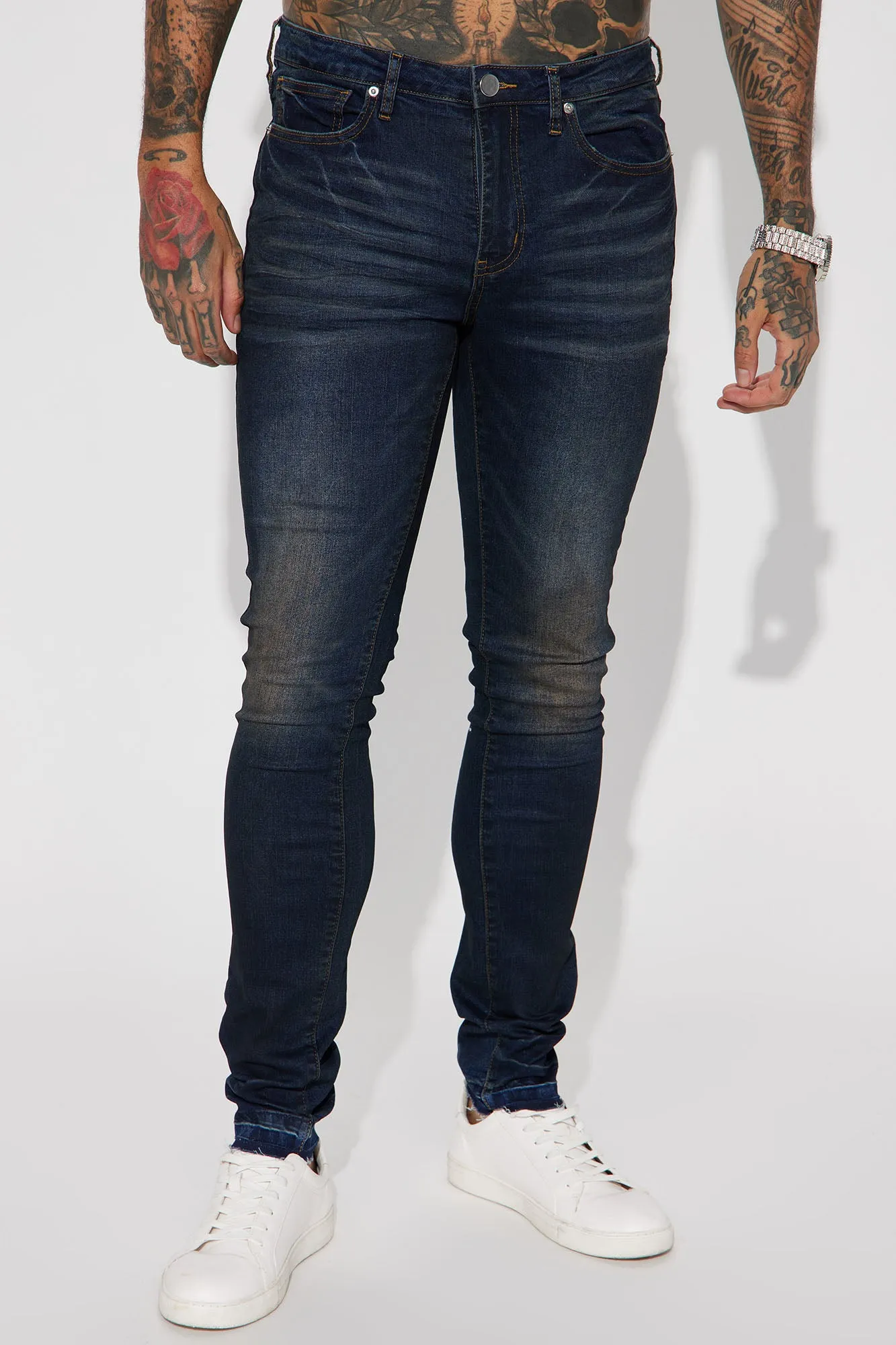 Been Around Stacked Skinny Jeans - Dark Wash