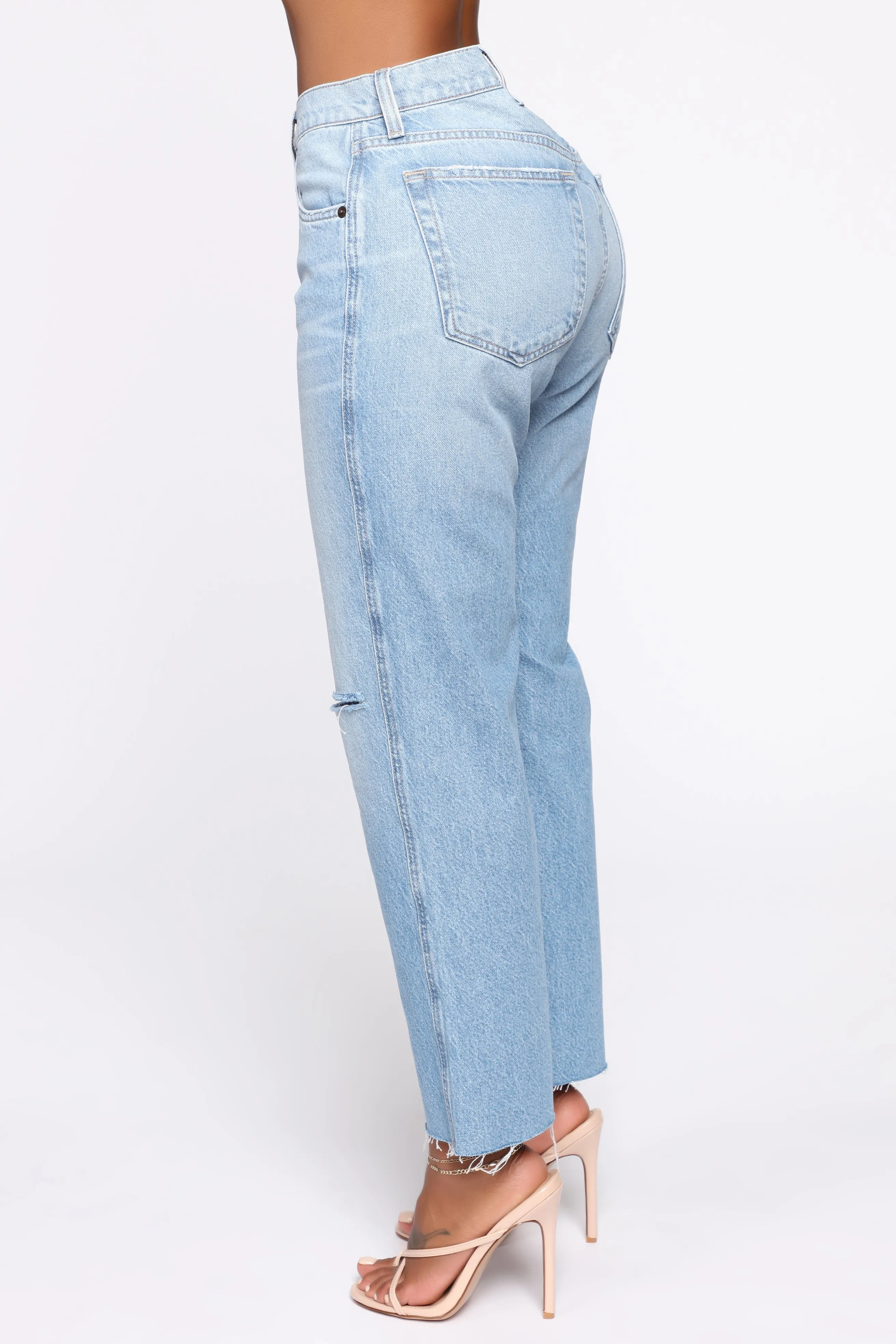 Bella Distressed Boyfriend Jeans - Light Blue Wash