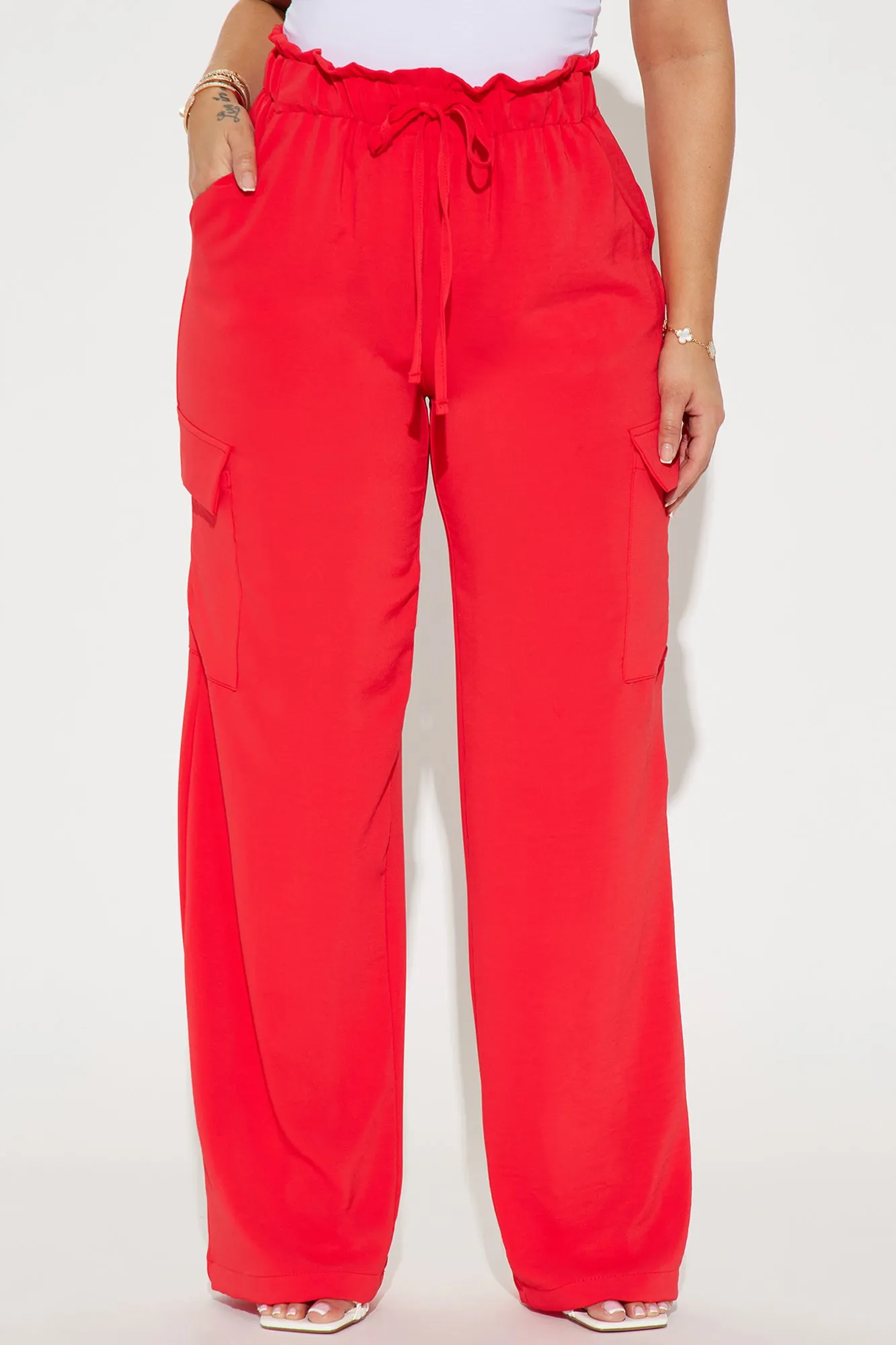 Betty Textured Cargo Pant - Red