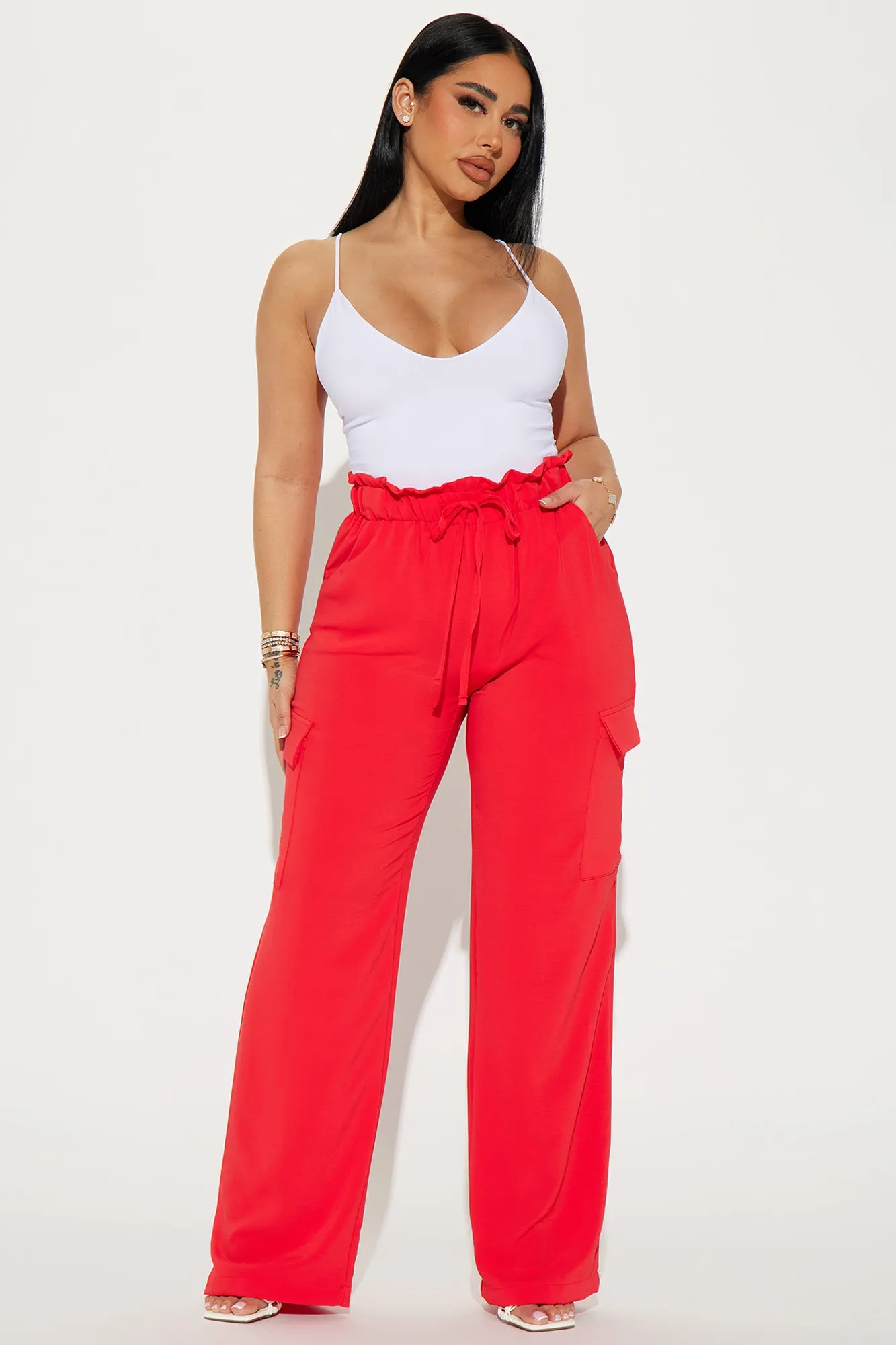 Betty Textured Cargo Pant - Red