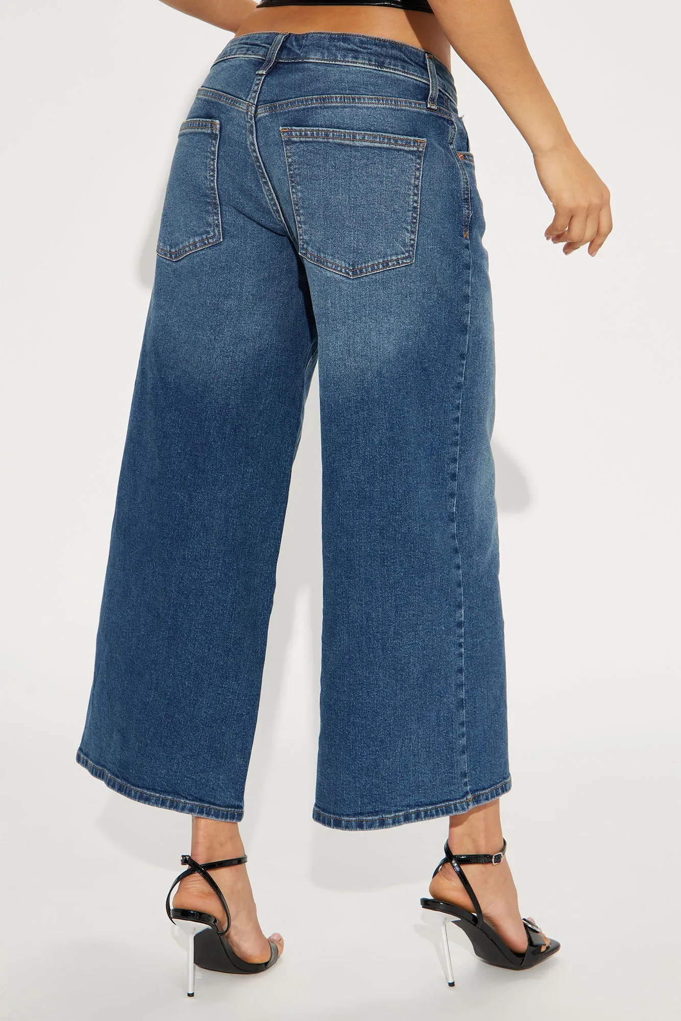 Between Us Crop Wide Leg Jeans - Dark Wash