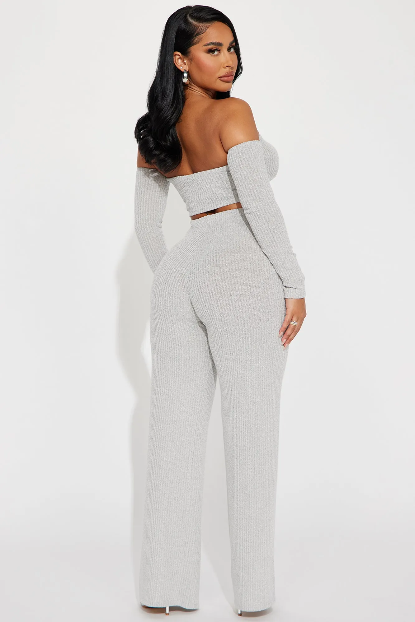 Bianka Hacci Pant Set - Heather Grey