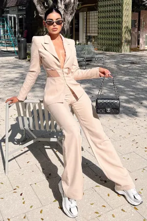 Big Plans Blazer Pant Set - Nude