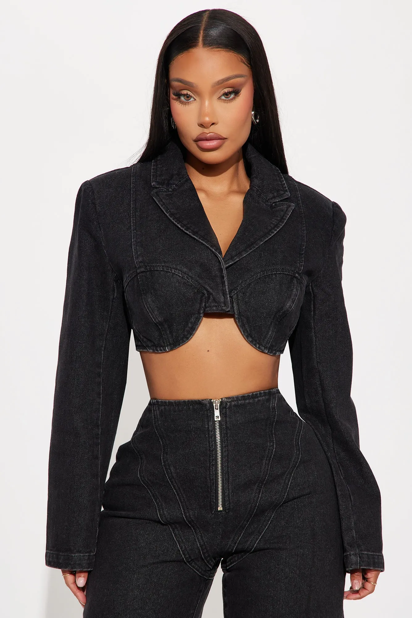 Block You Out Non Stretch Denim Bolero Jacket - Dark Wash