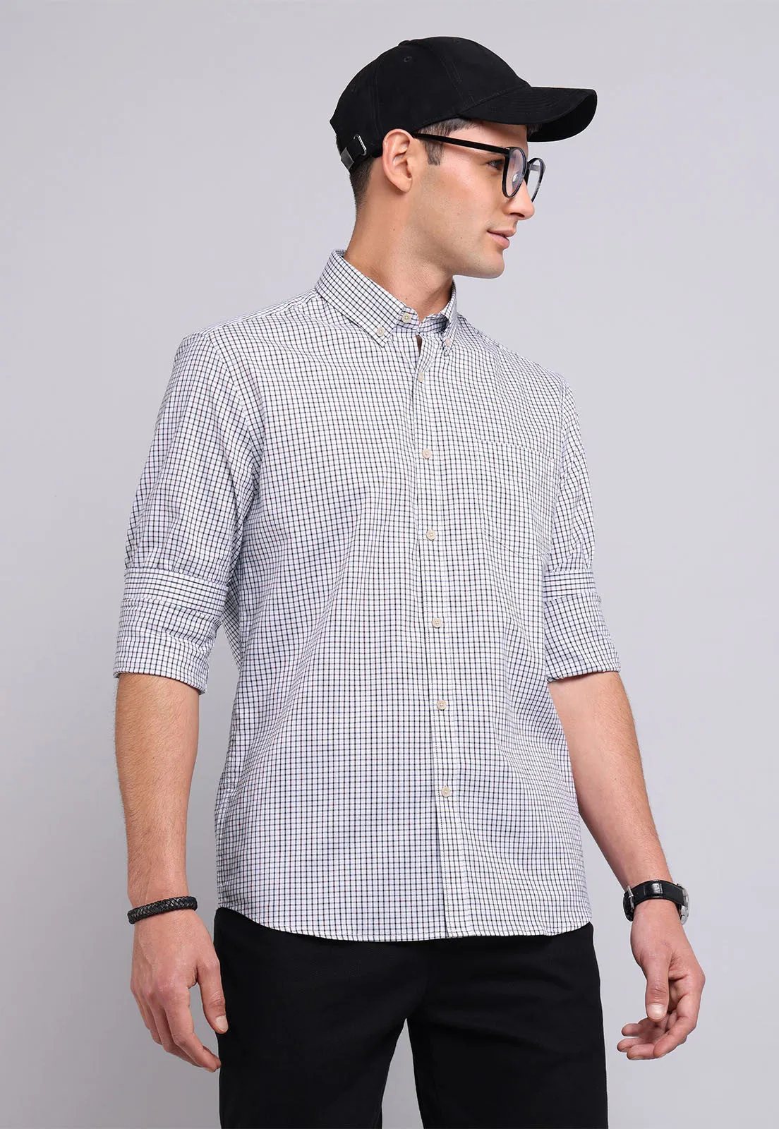 Camisa Hombre Cuadros Burdeos