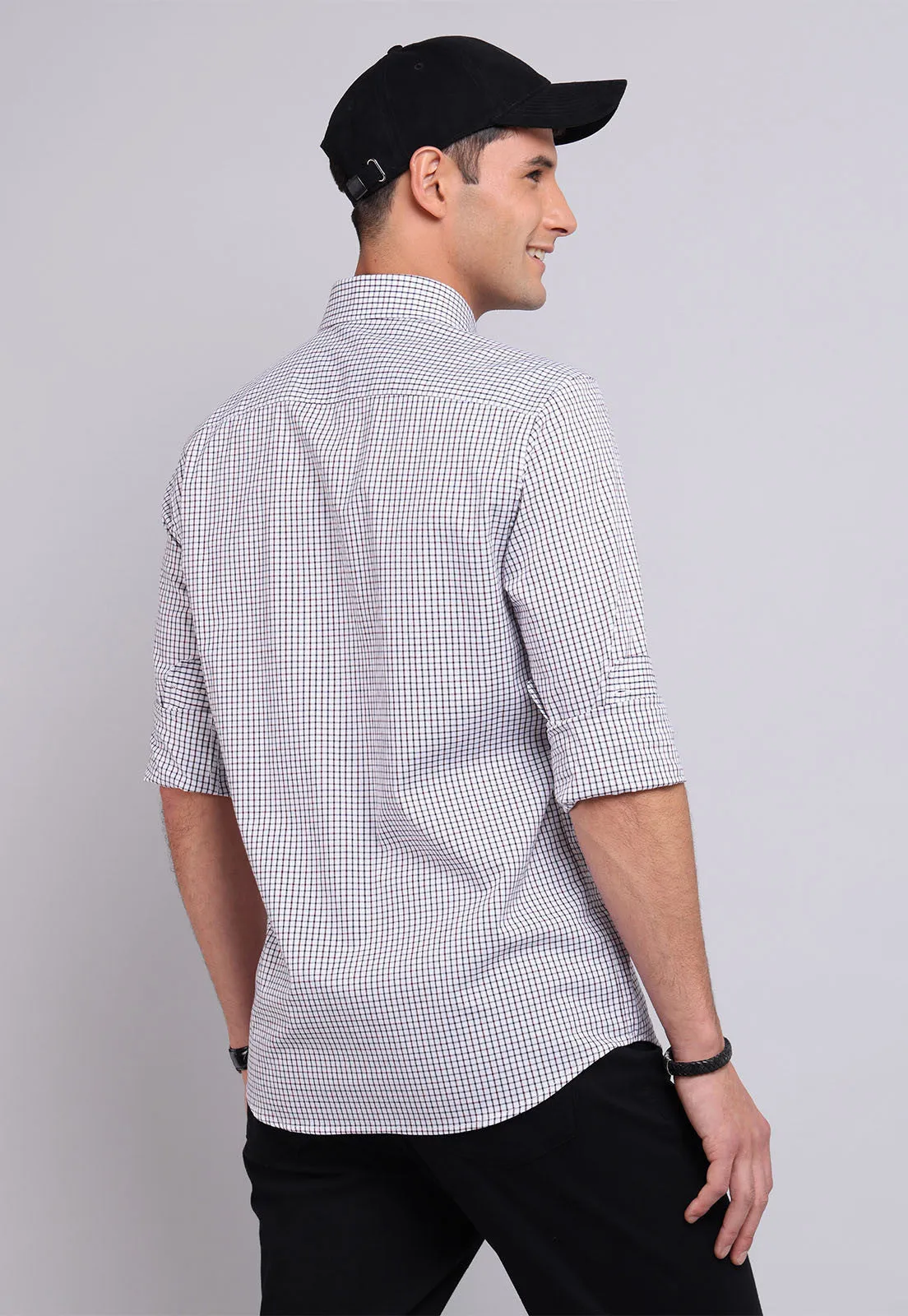 Camisa Hombre Cuadros Burdeos