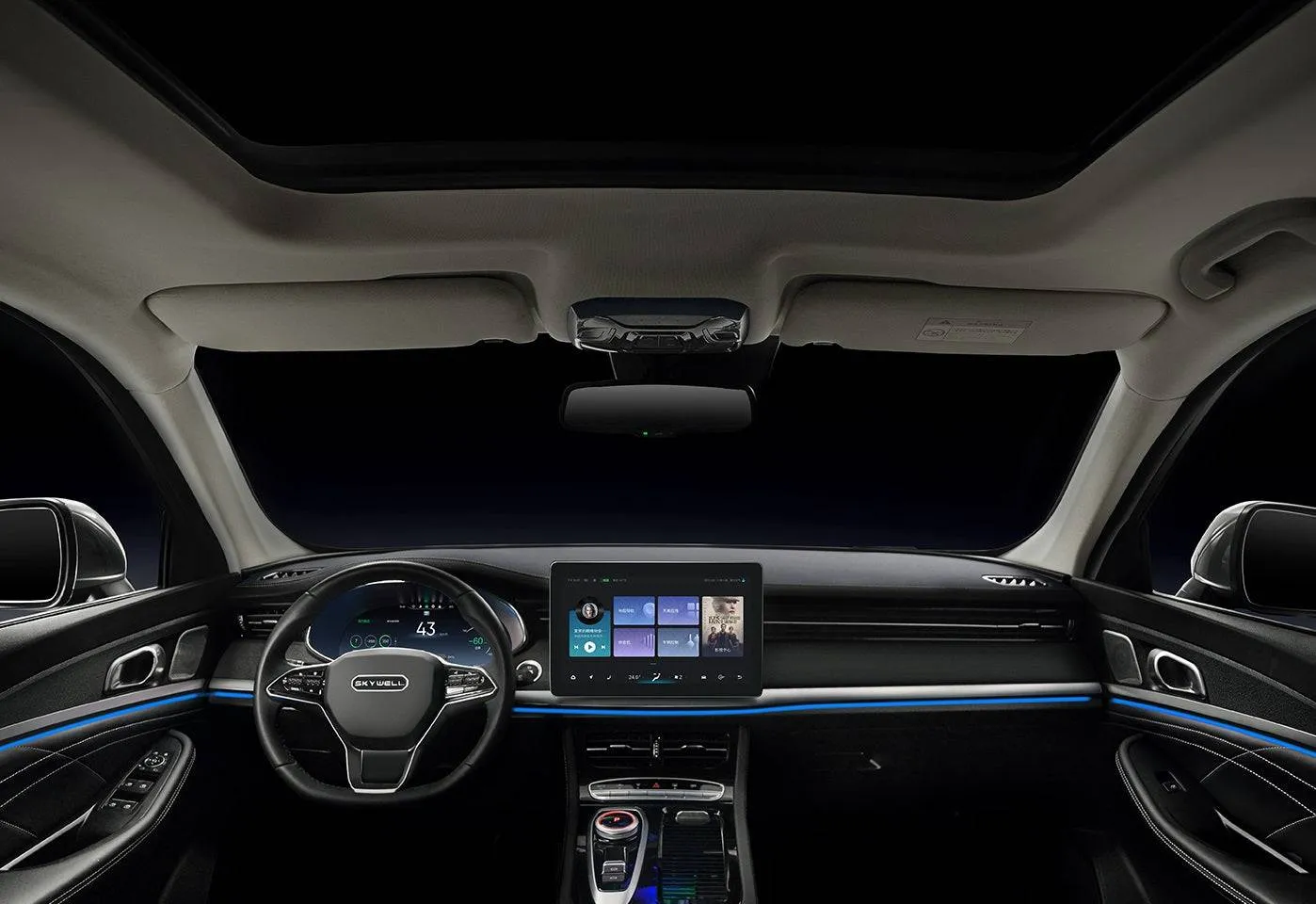 Carro Eléctrico SUV EV SKYWELL ET5 LV0 410 Km Autonomía Color Azul Oscuro/ Interior Negro