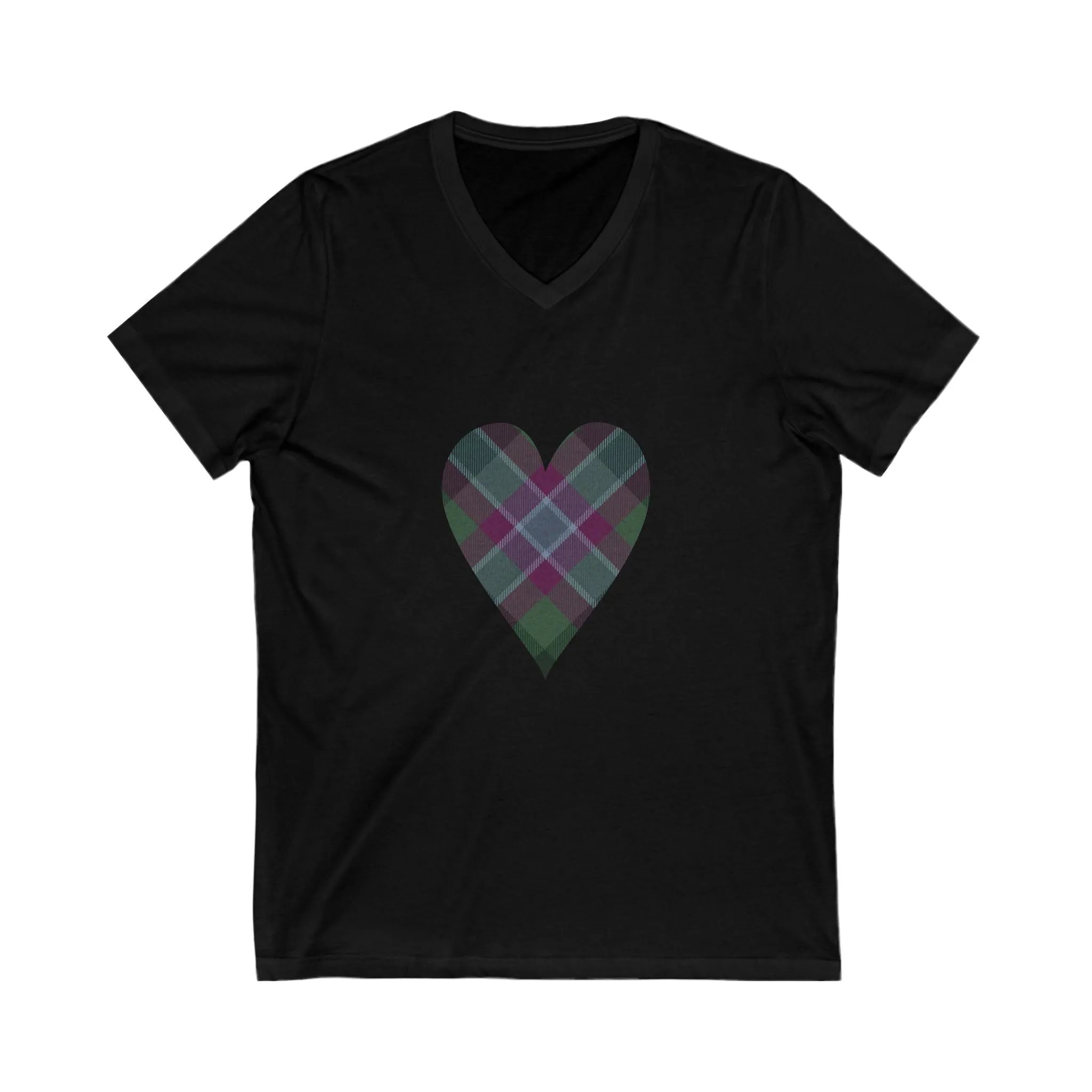 Dunans Rising Tartan Heart - Ladies' V-Neck T-Shirt