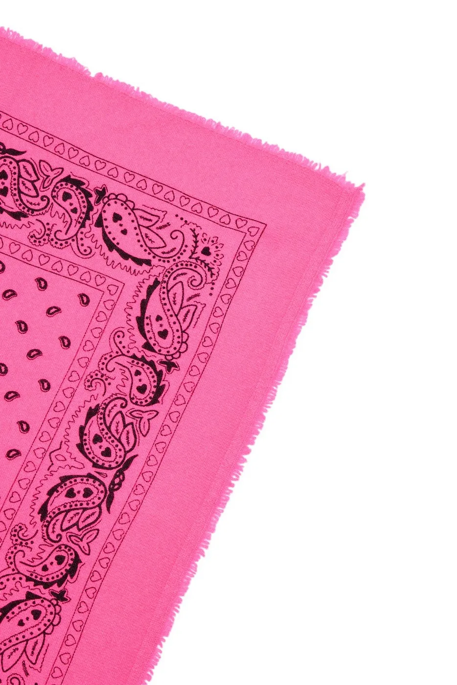 Echarpe Bandana Arizona - Rose Fluo Dessin Noir - 100% Cachemire Oeko-Tex - Mixte