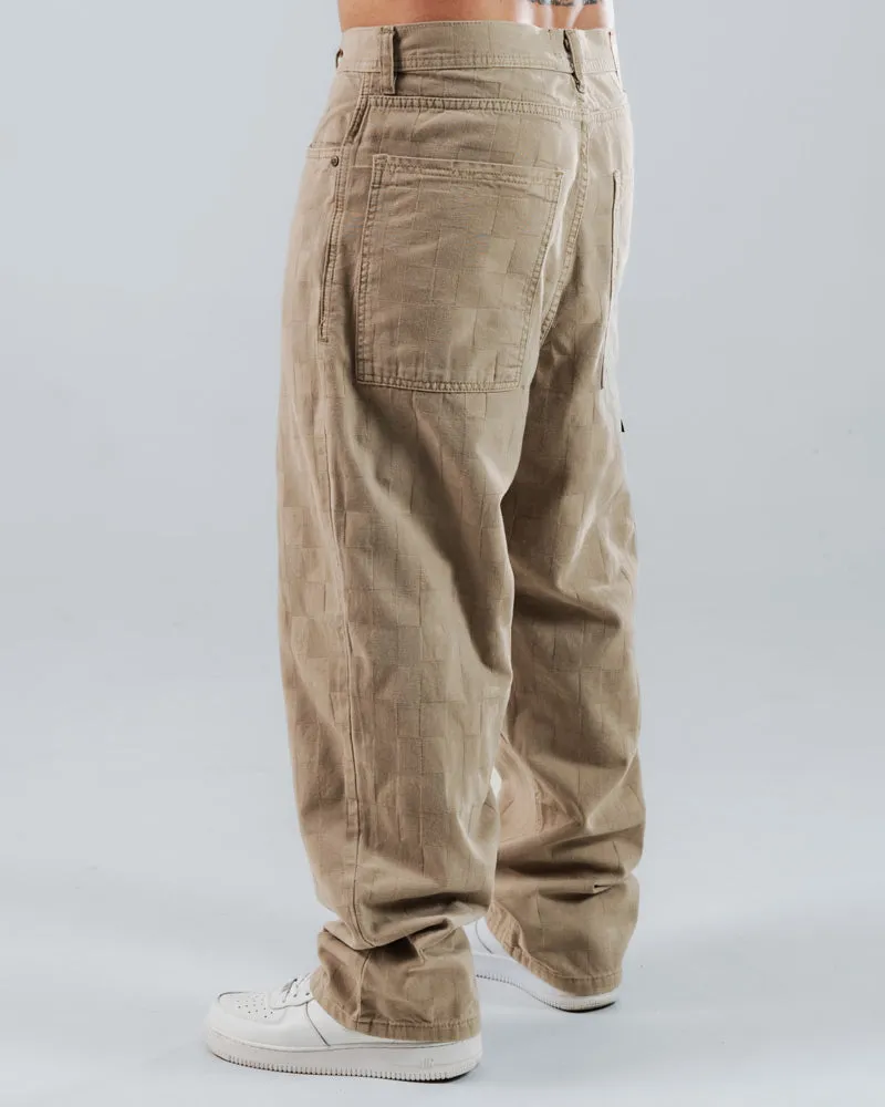 Jeans Baggy Para Hombre Arena Básico Textura Cuadros