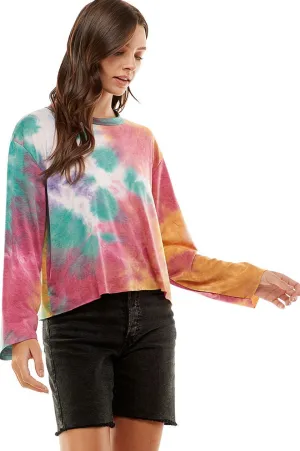 •JERRY - COTTON CANDY• long sleeve tie dye top