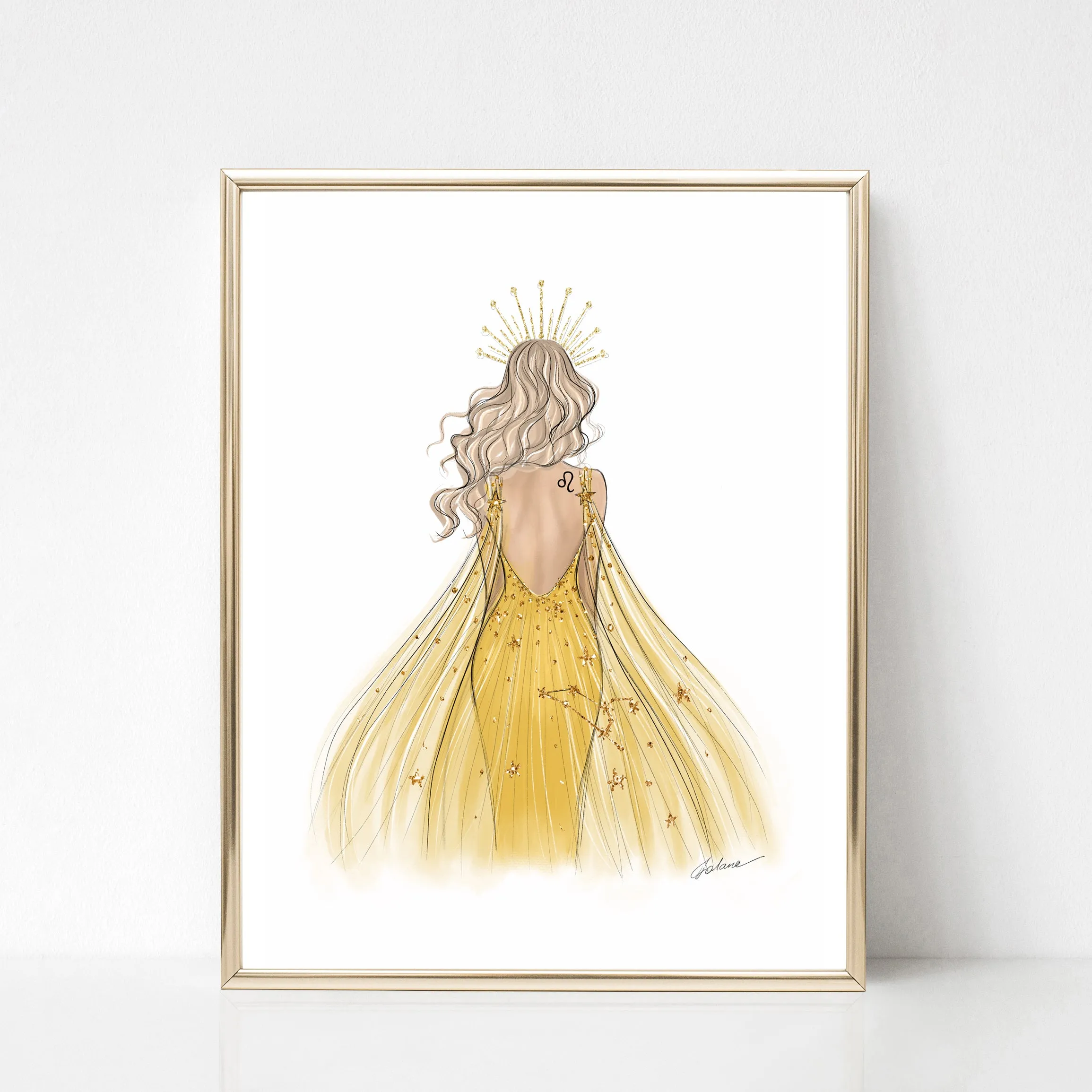 Leo Zodiac Sign Girl in yellow dress Zodiac inspired fashion illustration art print