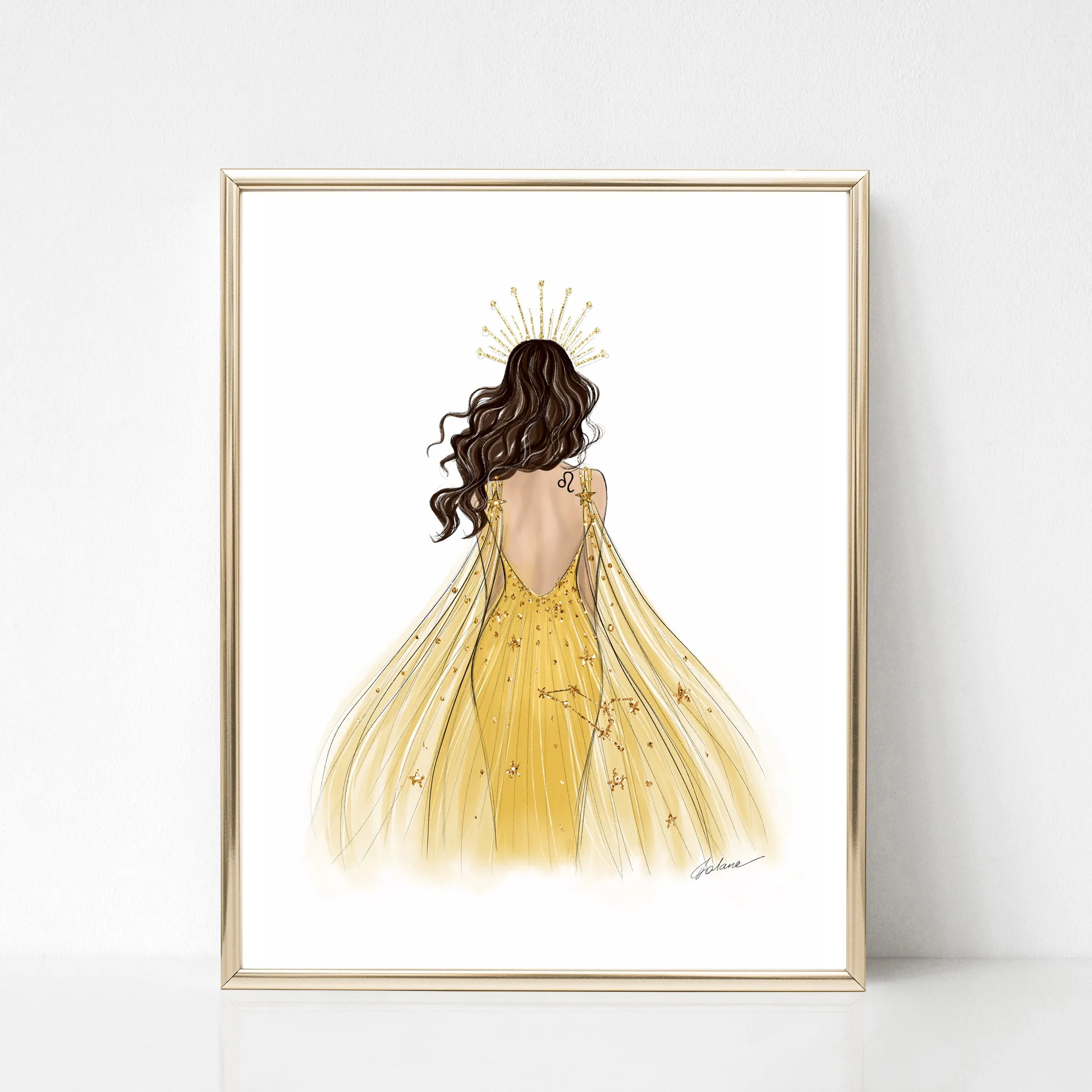 Leo Zodiac Sign Girl in yellow dress Zodiac inspired fashion illustration art print