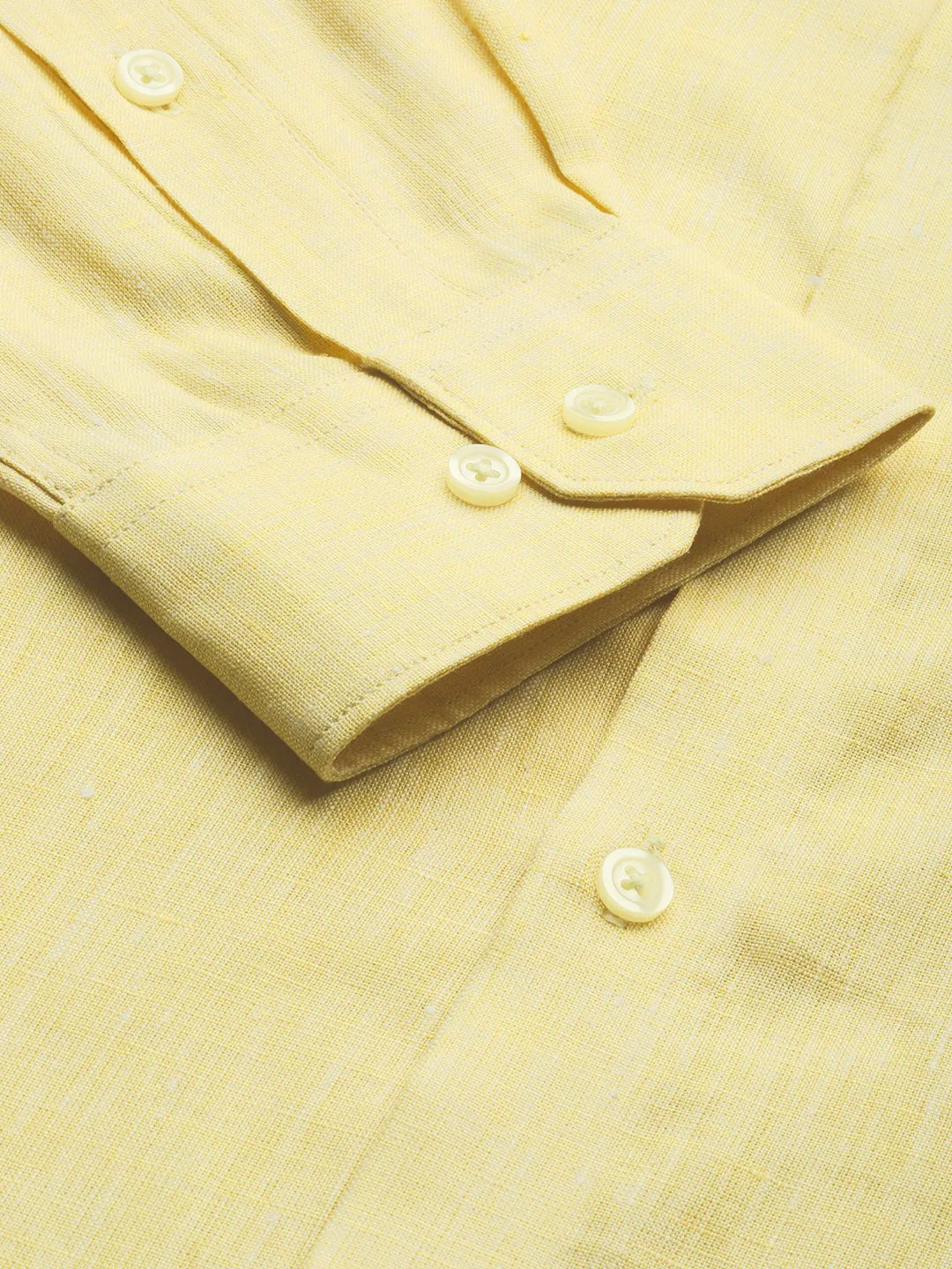 Light Yellow Linen Solid Slim Fit Shirt