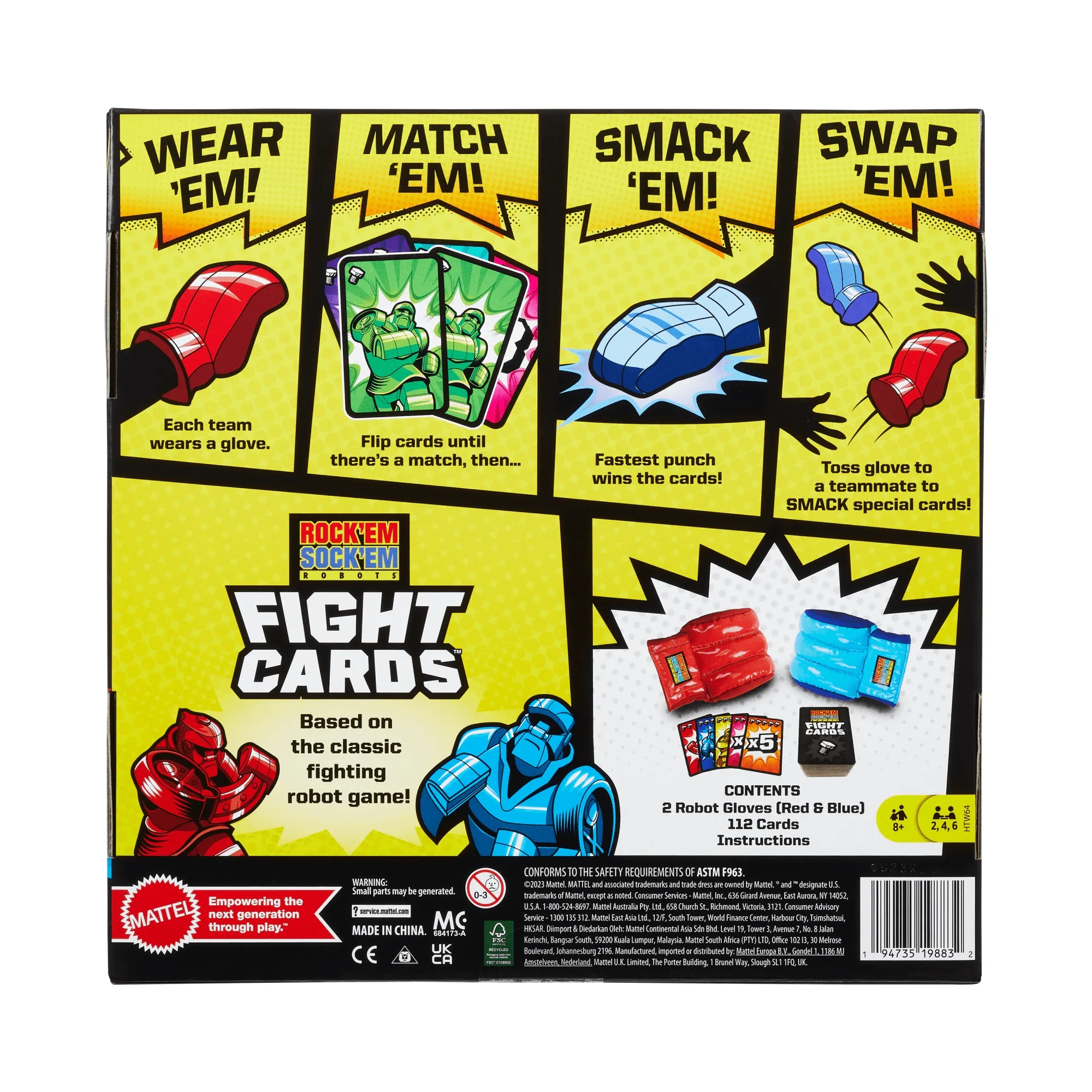 Mattel Games Juego de Mesa para Adultos Rock 'Em Sock 'Em Cartas