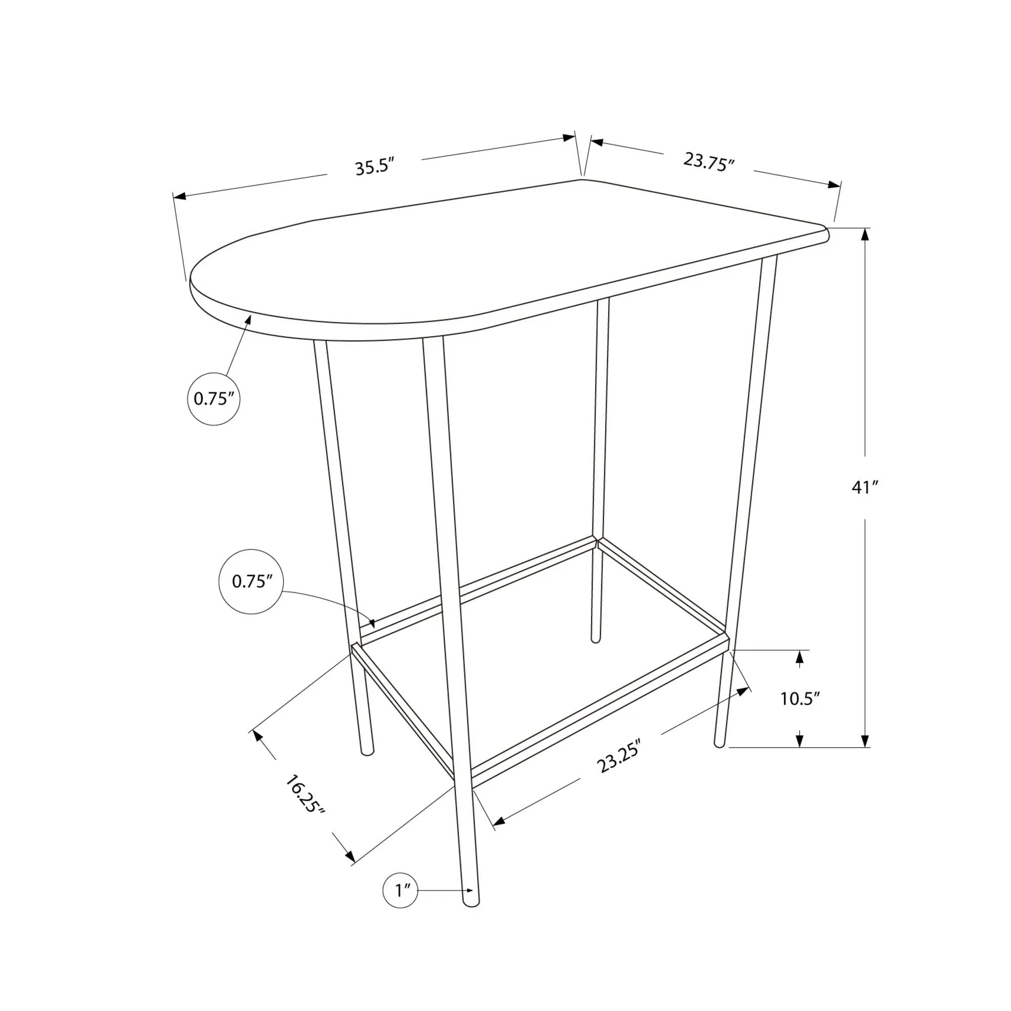 Monarch Table de salle à manger de hauteur bar avec dessus en faux marbre et base tréteau I 2325