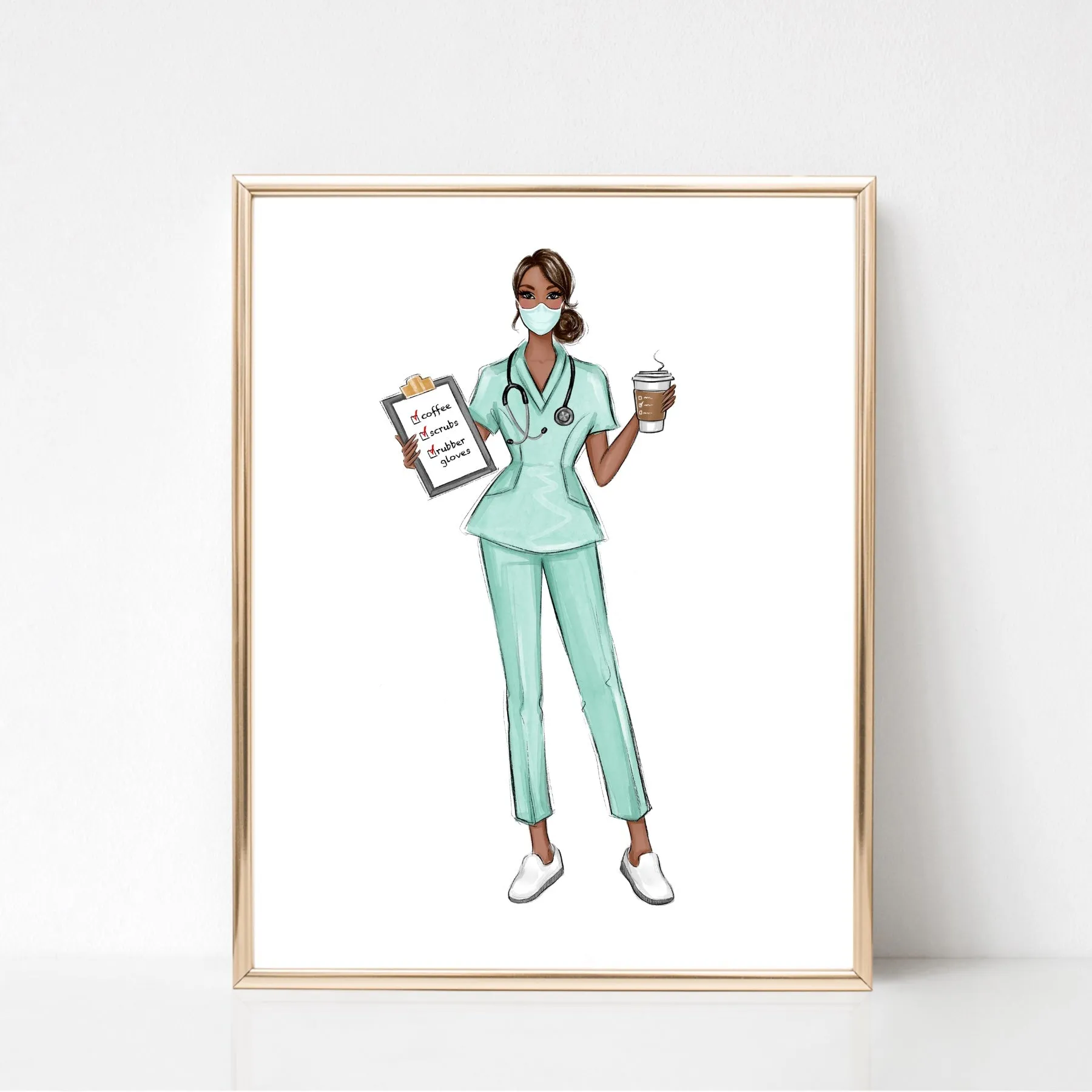 Personalized nurse fashion illustration art print