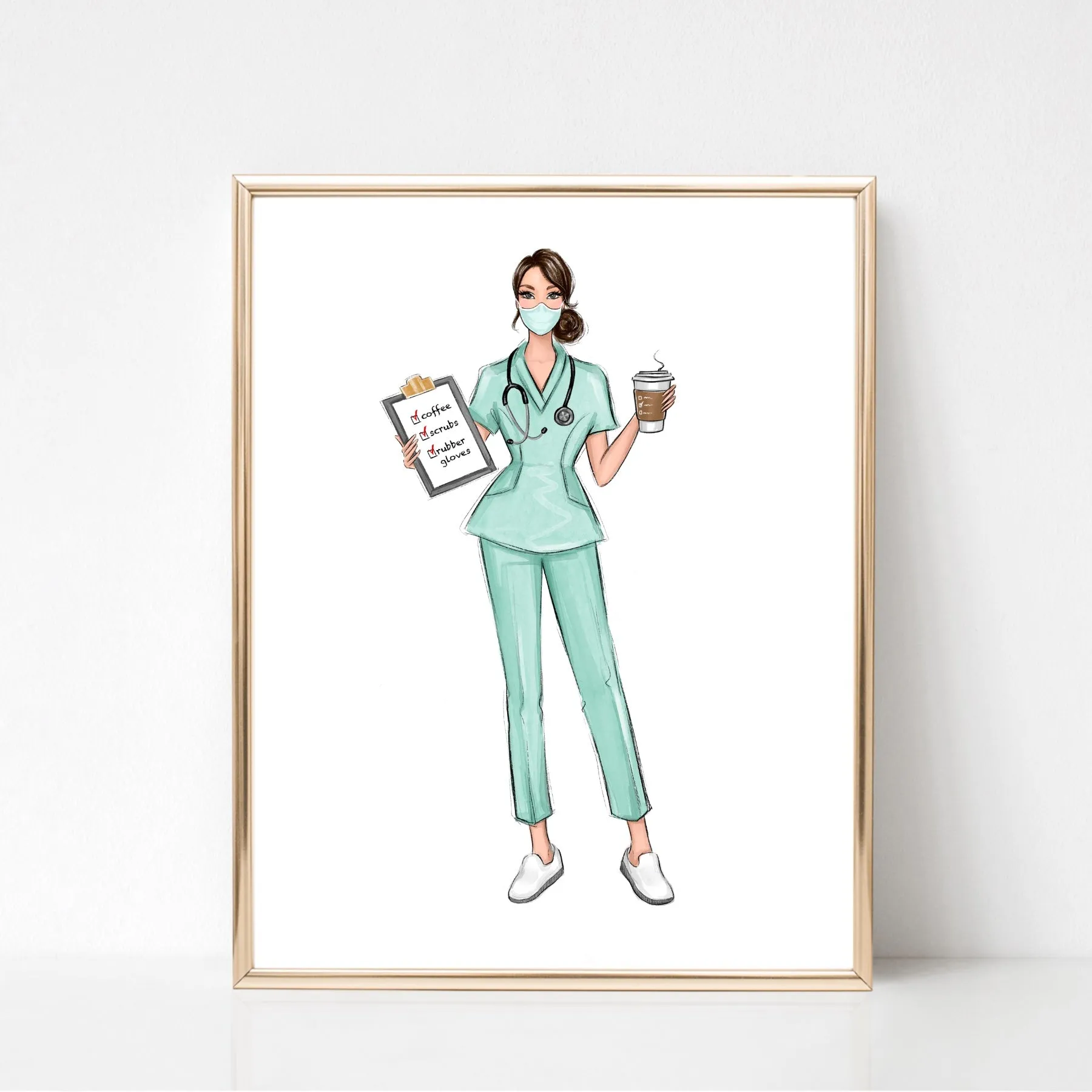 Personalized nurse fashion illustration art print