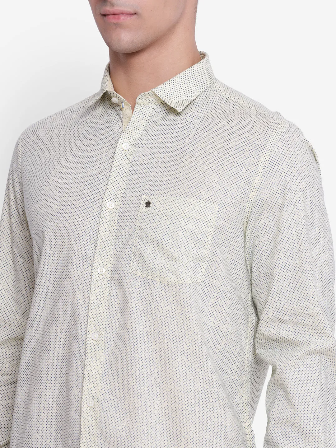 Printed Olive Slim Fit Causal Shirt