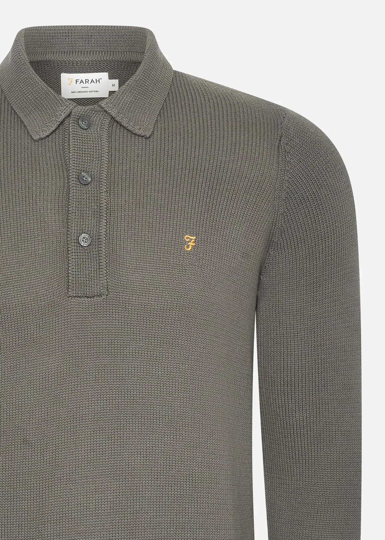 Sweater hamlet knit ls polo - charcoal