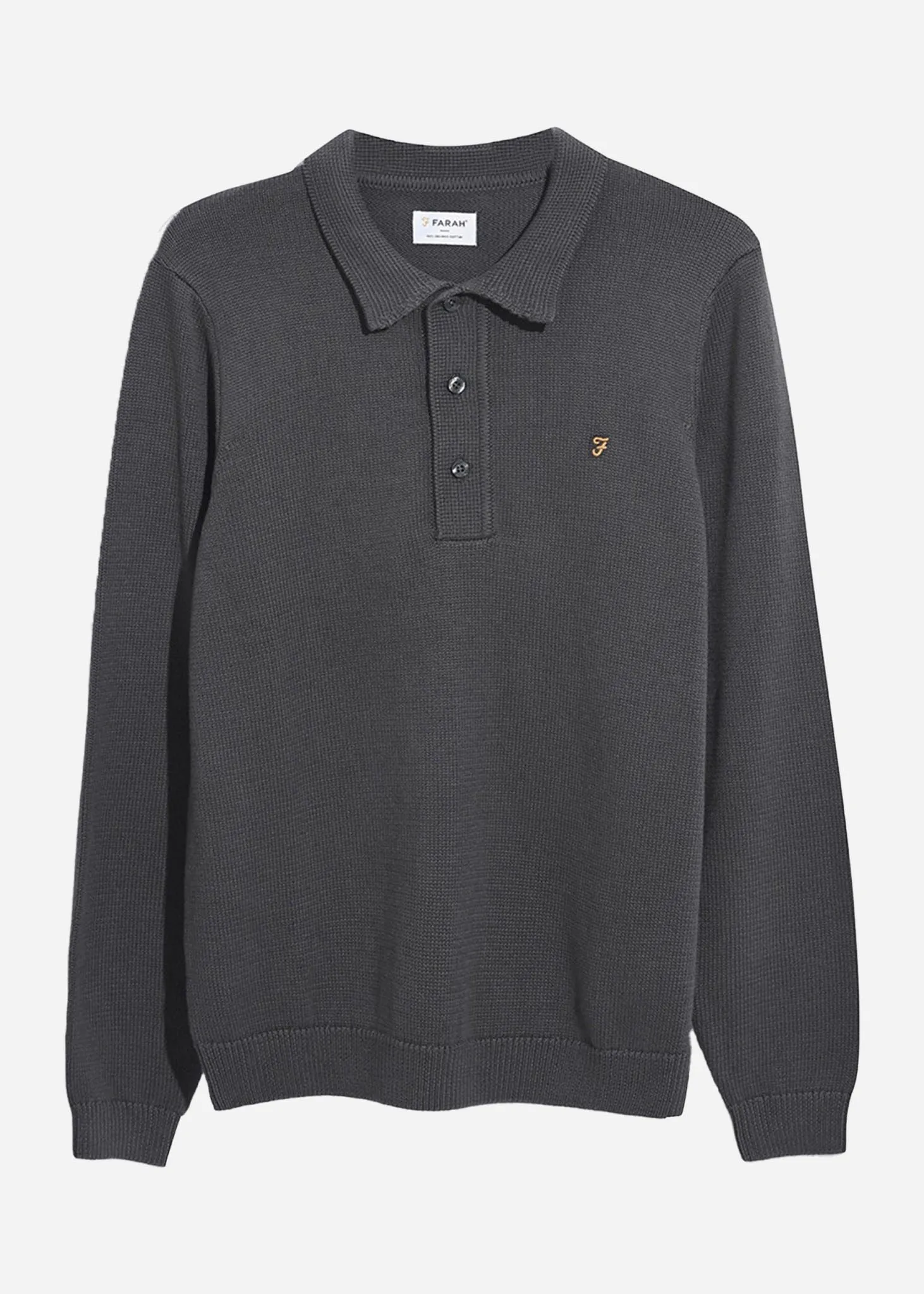 Sweater hamlet knit ls polo - charcoal